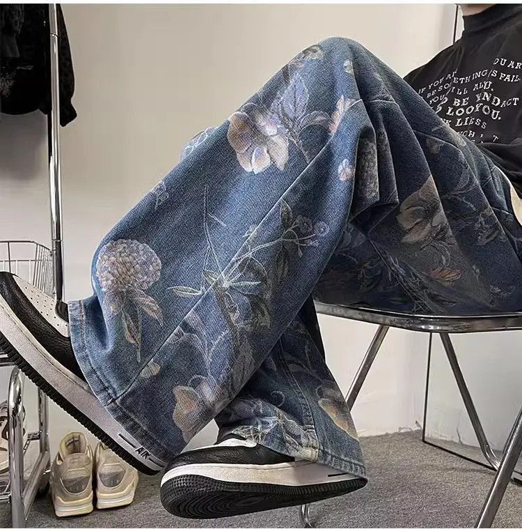 Japanese Brand Retro casual straight leg jacquard jeans Size US 32 / EU 48 - 4 Thumbnail