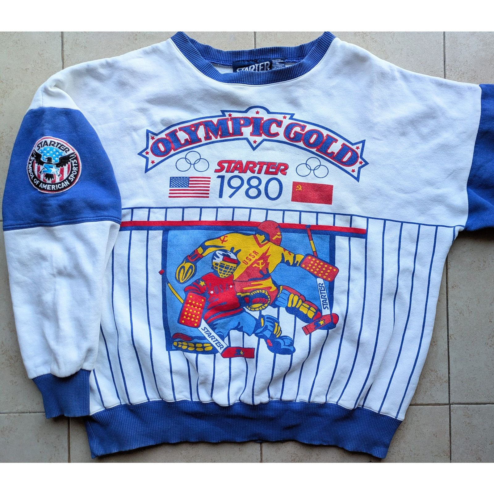 NHL Winter Olympic STARTER 1980 Miracle USA Soviet sweat hockey Size US XL / EU 56 / 4 - 2 Thumbnail