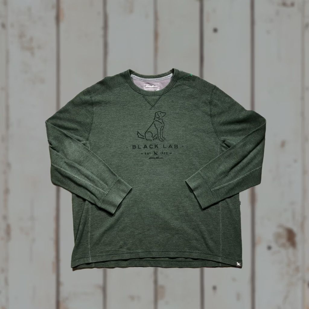 Eddie Bauer Eddie Bauer Sweatshirt Mens 2XL Green Black Lab Graphic Waffle Knit Pullover Size US XXL / EU 58 / 5 - 1 Thumbnail