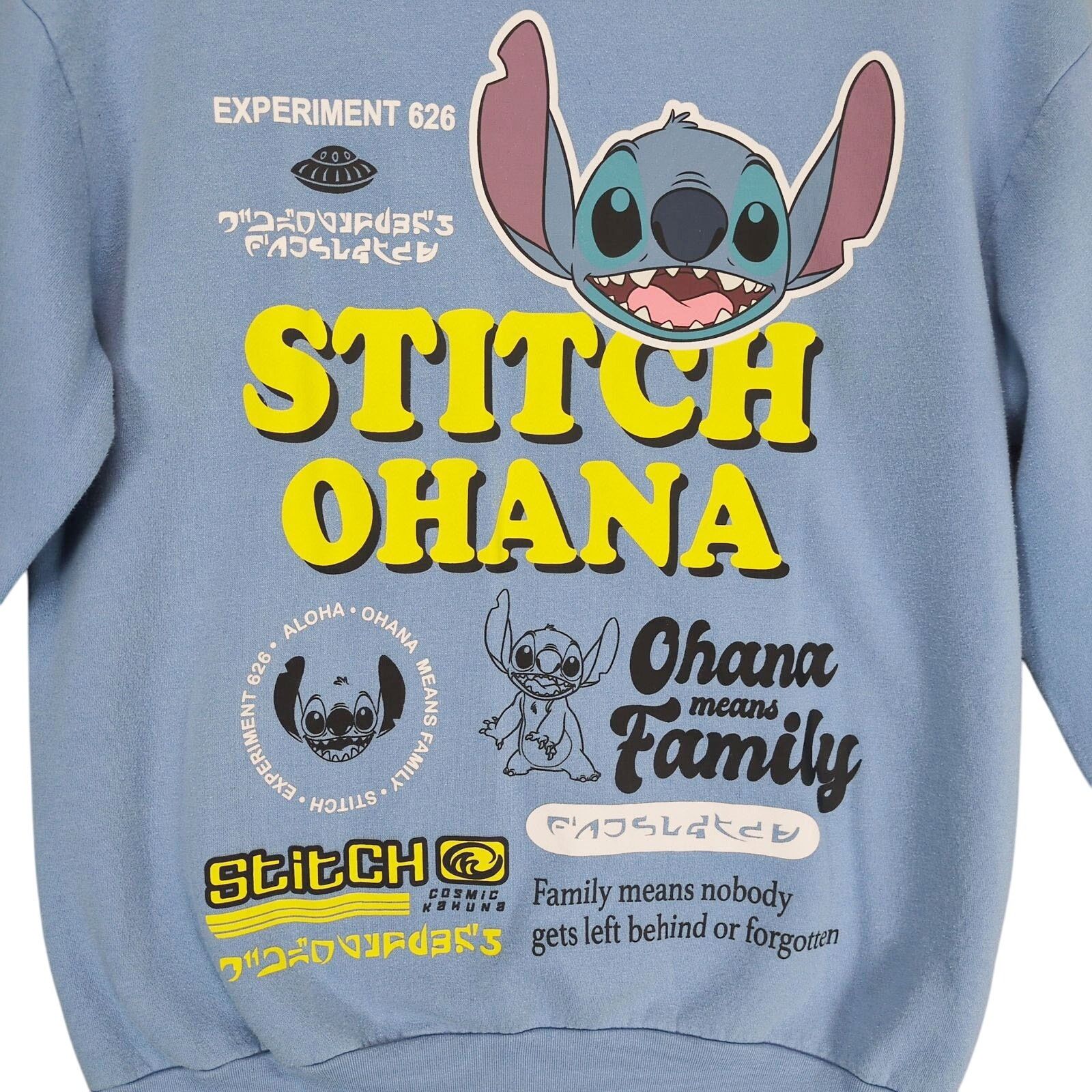 Disney Disney Lilo & Stitch Ohana Blue Pullover Graphic Sweatshirt Size L / US 10 / IT 46 - 3 Thumbnail