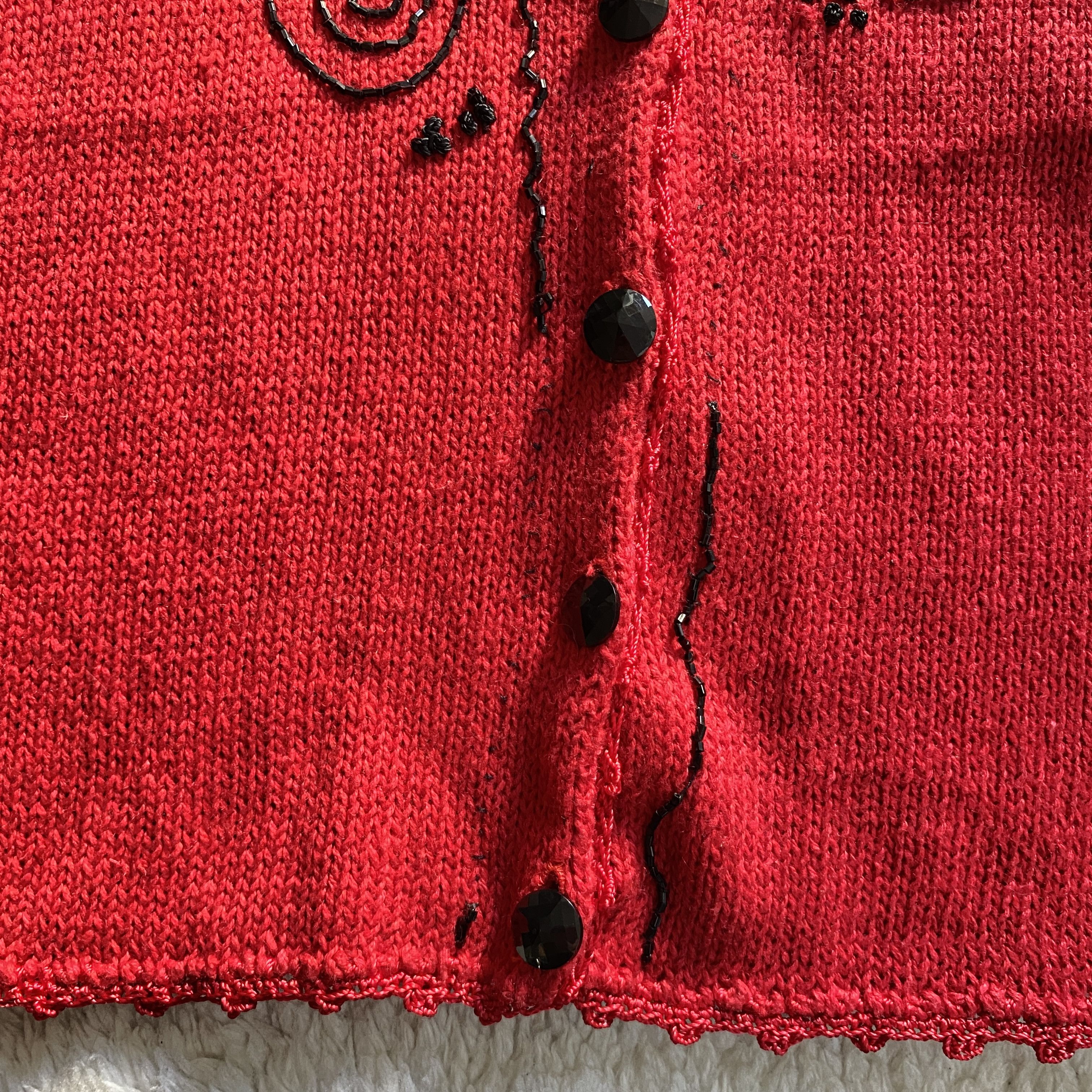 Other Vintage Jaclyn Smith Red Beaded Sweater Size S / US 4 / IT 40 - 14 Thumbnail