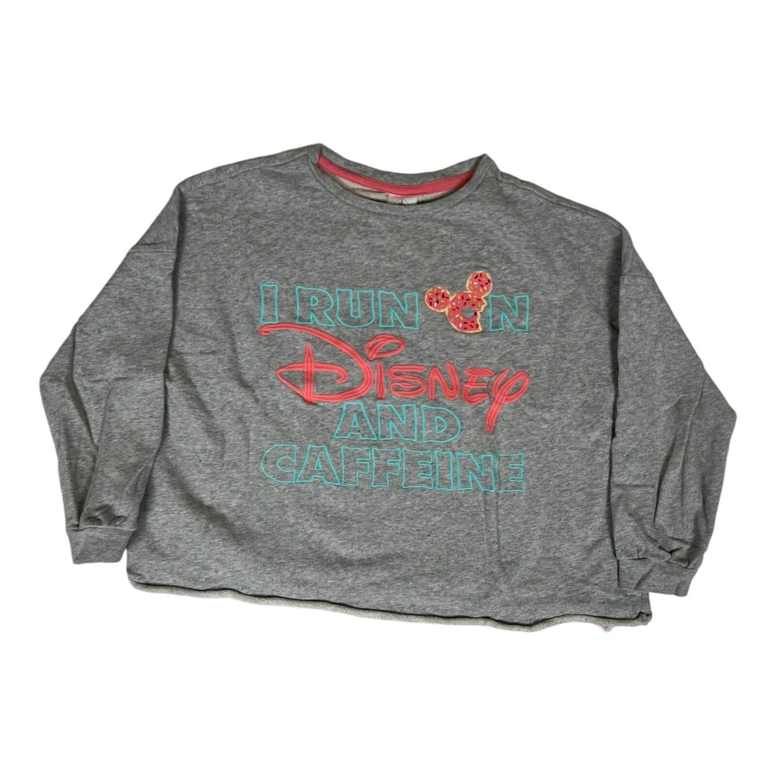 Disney Disney Sweatshirt Womens XS I Run On Caffeine Gray Pink Crew Size XS / US 0-2 / IT 36-38 - 1 Thumbnail
