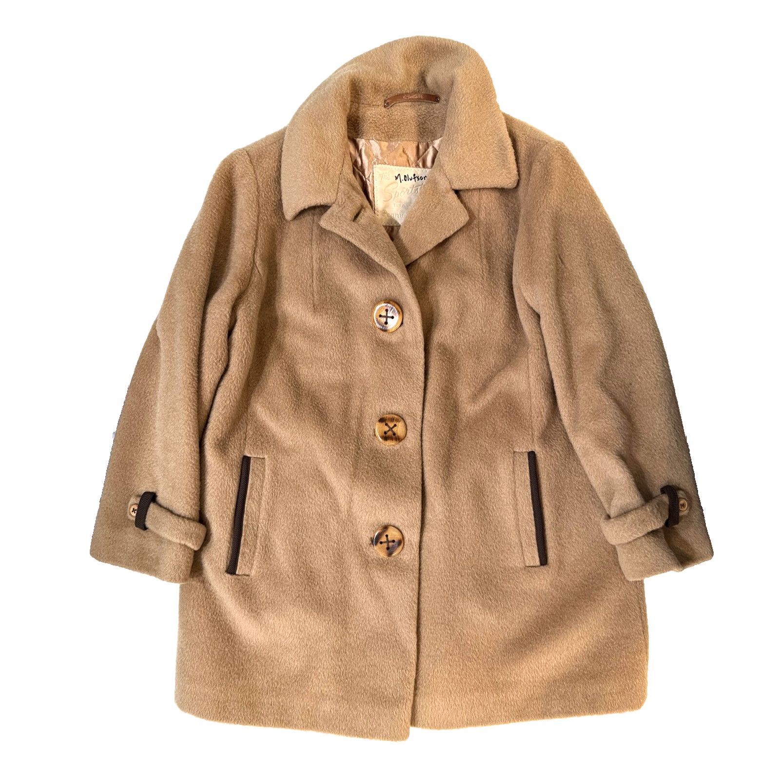 & Other Stories Vintage 60's Sportster Coat Mens LG Tan 100% Wool Overcoat Size US L / EU 52-54 / 3 - 1 Thumbnail
