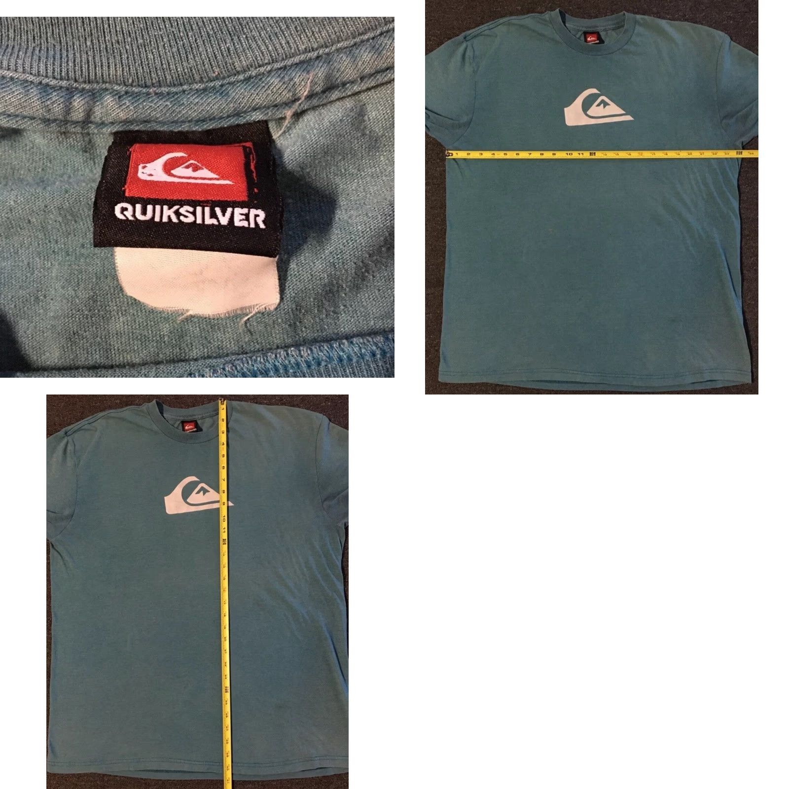 Billabong VINTAGE Quiksilver Faded Distress Shirt XL Surf Skate Grunge Gotcha 90s Y2K TC T-Shirt Mens XL Green Blue Beach Ocean Pattern Striped Graphic Tee Size US XL / EU 56 / 4 - 10 Thumbnail