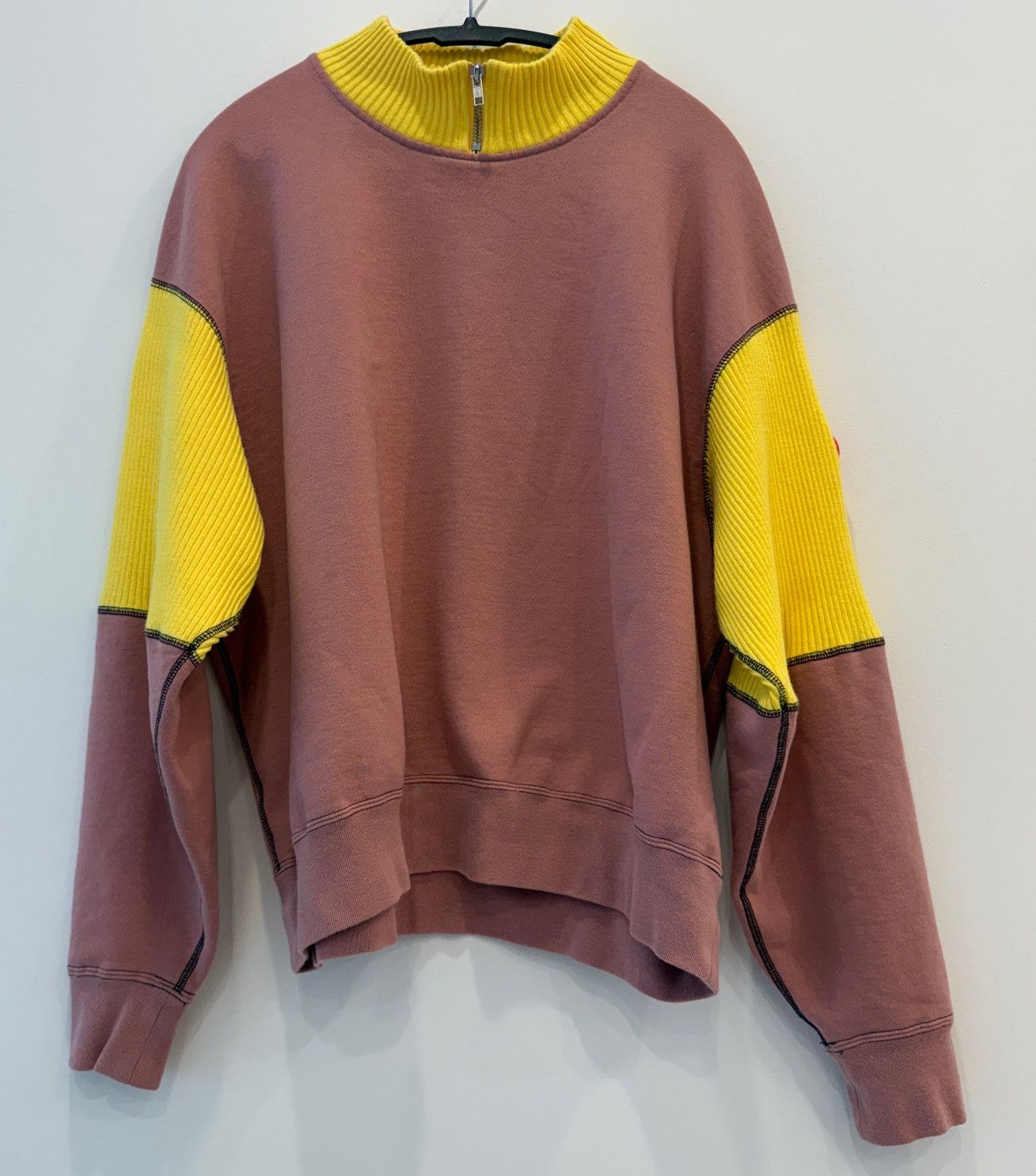 Cav Empt Pink Patchwork Half-Turtleneck Pullover Size US L / EU 52-54 / 3 - 1 Thumbnail