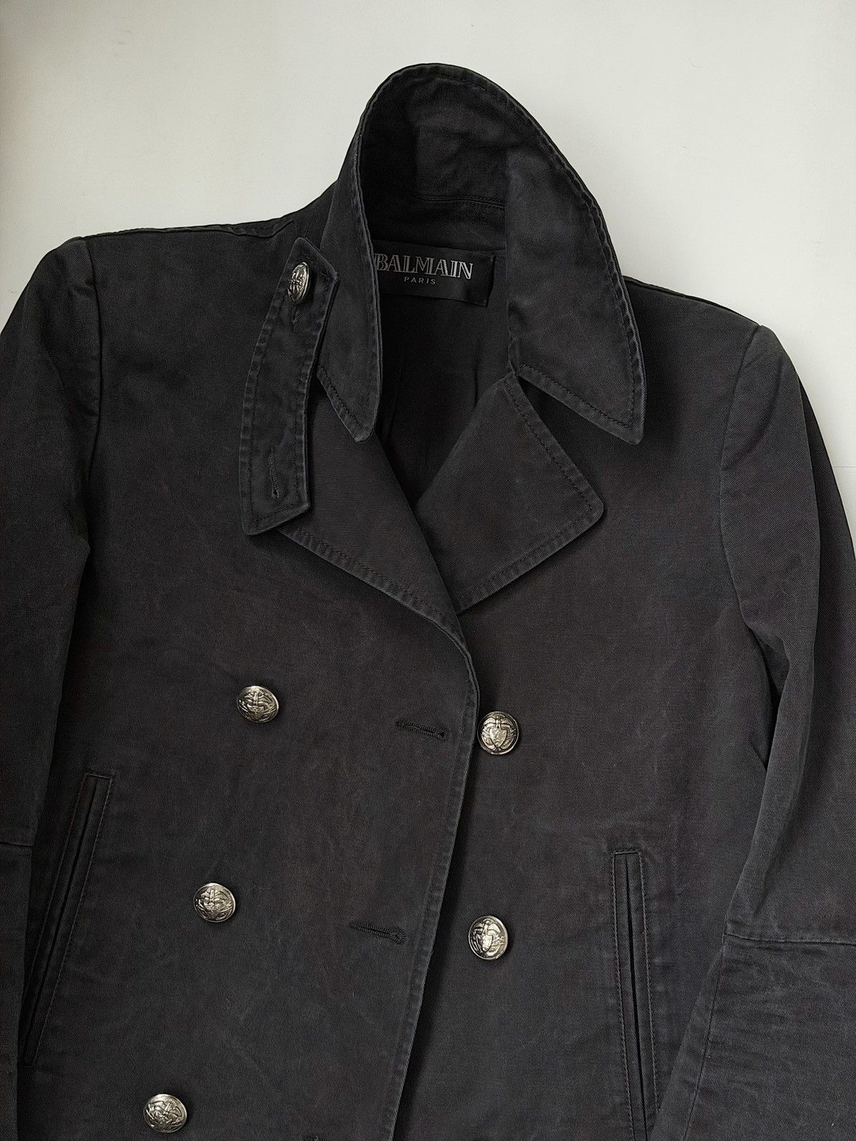 Balmain BALMAIN Decarnin SS 2011 Army Wide Shoulders Distressed Coat Size US S / EU 44-46 / 1 - 8 Thumbnail