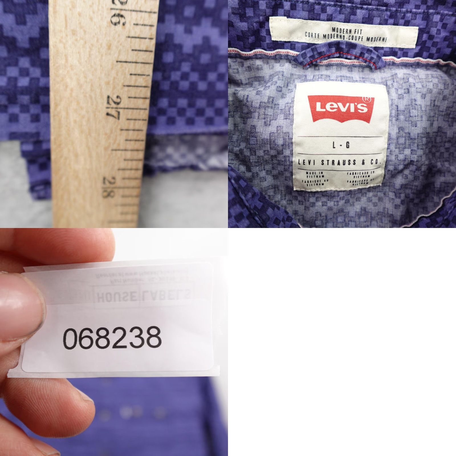 Levi's Levis Shirt Mens Large Blue Western Sawtooth Pearl Snap Geometric Rodeo Ranch Size US L / EU 52-54 / 3 - 8 Thumbnail