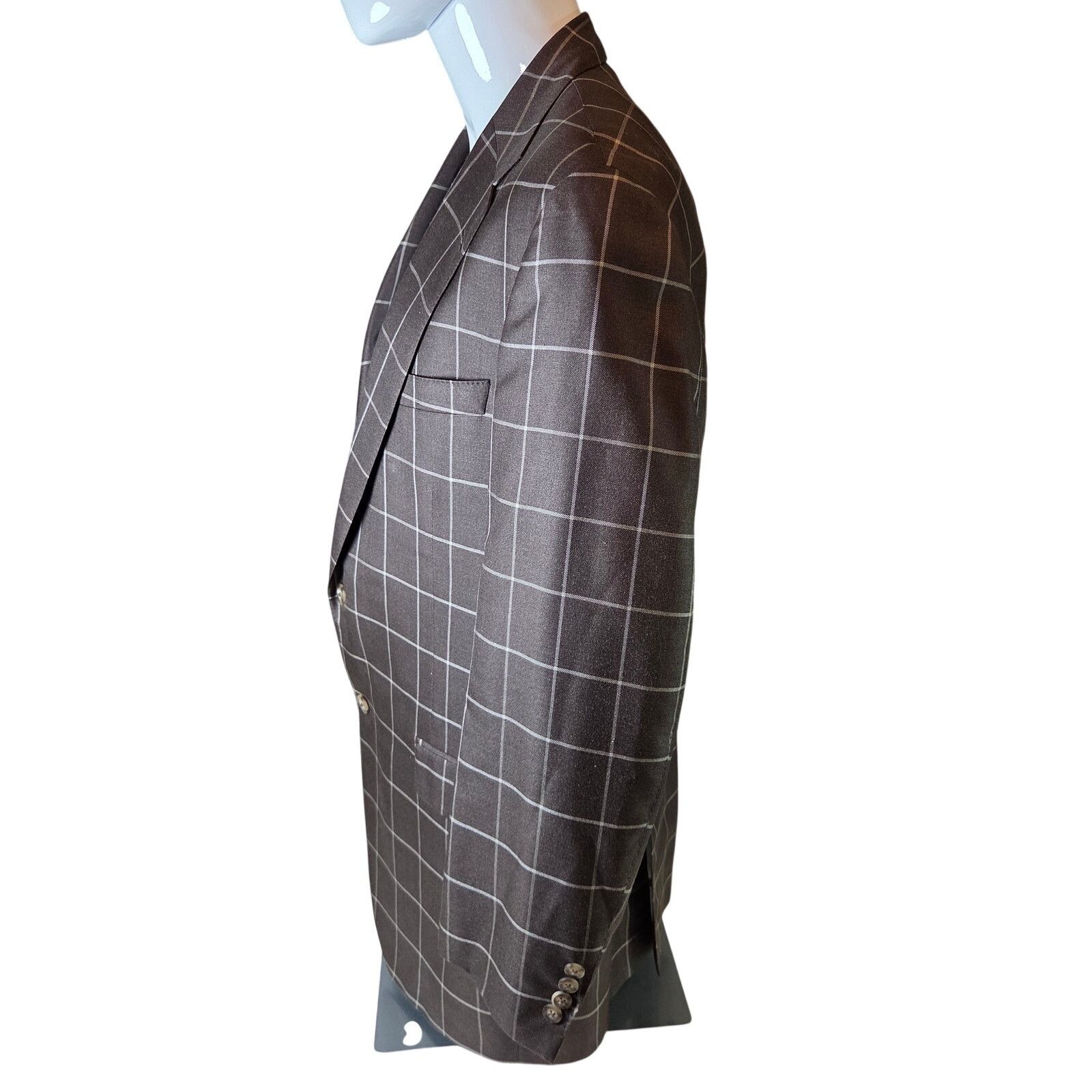 Samuelsohn Samuelsohn Earl Silk Camel Hair Windowpane Blazer 44L Size 44L - 14 Thumbnail
