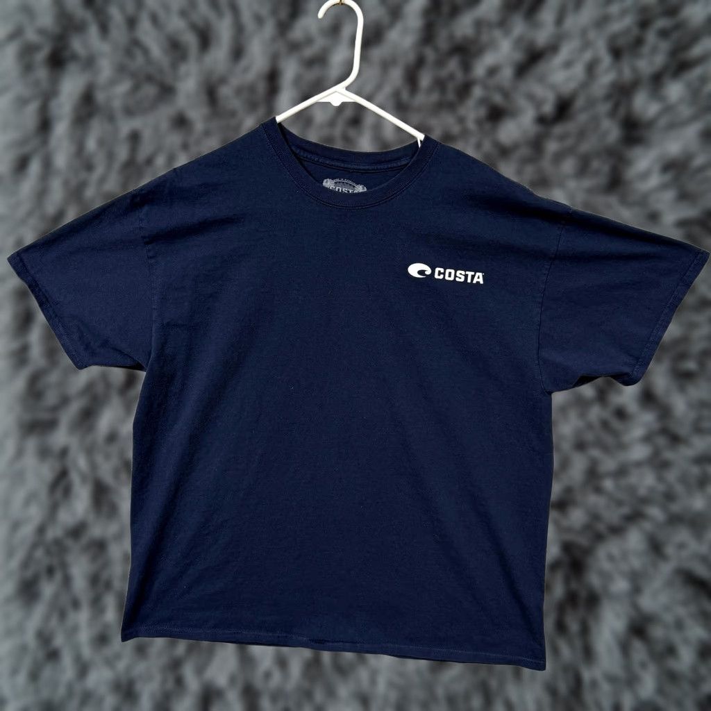Vintage Costa Shirt Mens XL Blue Short Sleeve Graphic Print Marlin Back Logo Coastal Outdoor Born On The Water Size US XL / EU 56 / 4 - 1 Thumbnail