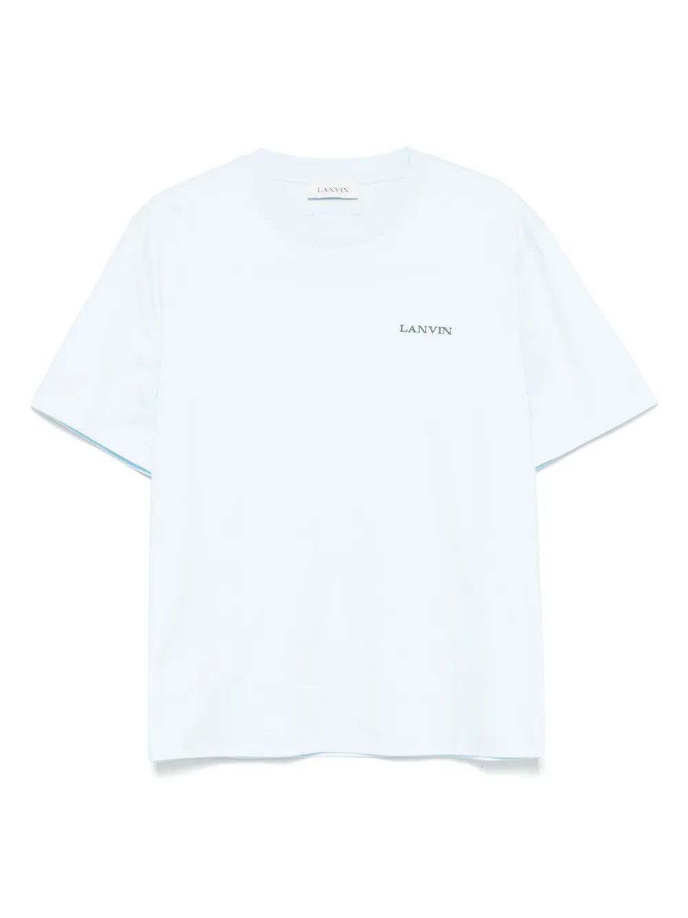 Lanvin oc11z0426 Logo Embroidered T-Shirt in Sky Blue Size US L / EU 52-54 / 3 - 1 Thumbnail