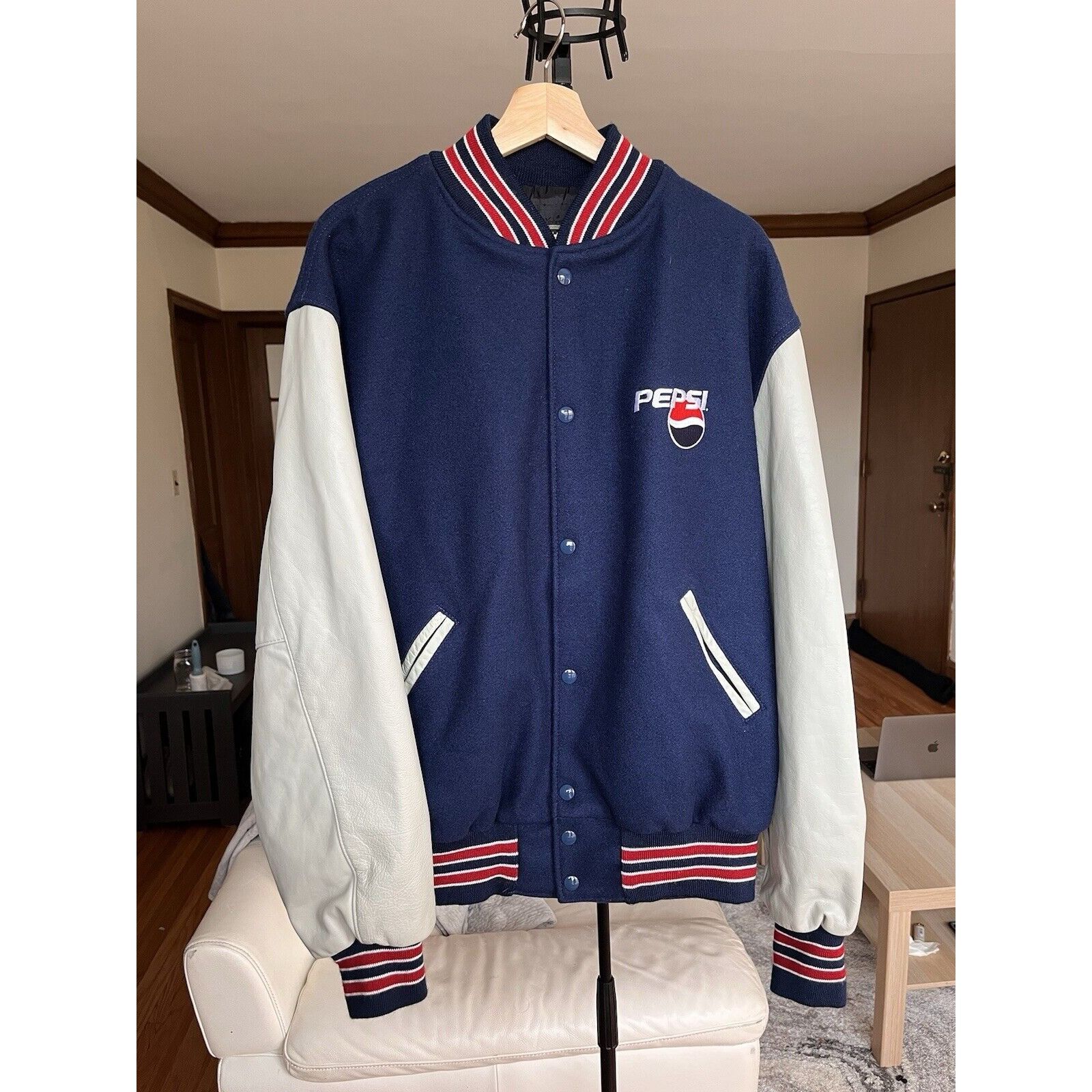 Pepsi NEW VINTAGE PEPSI COLA LOGO WOOL LEATHER VARSITY BOMBER XL Size US XL / EU 56 / 4 - 3 Thumbnail
