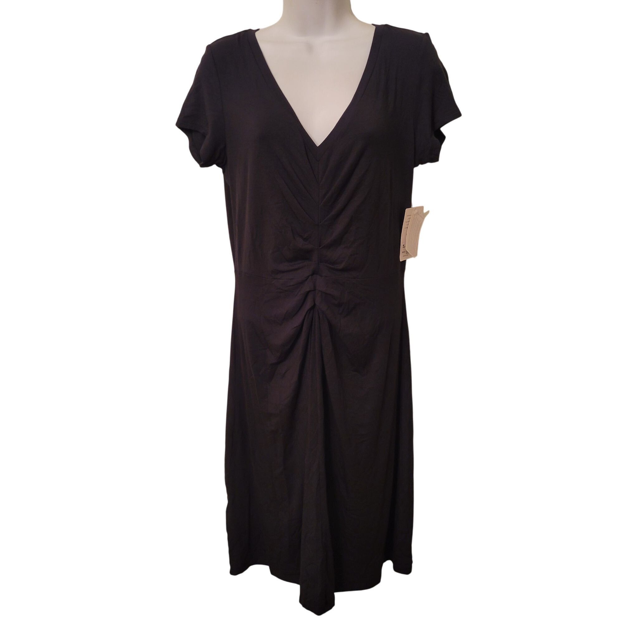 Athleta Athleta Black V Neck Ruched Modal Blend Dress M HONEY Athlei Size M / US 6-8 / IT 42-44 - 1 Thumbnail