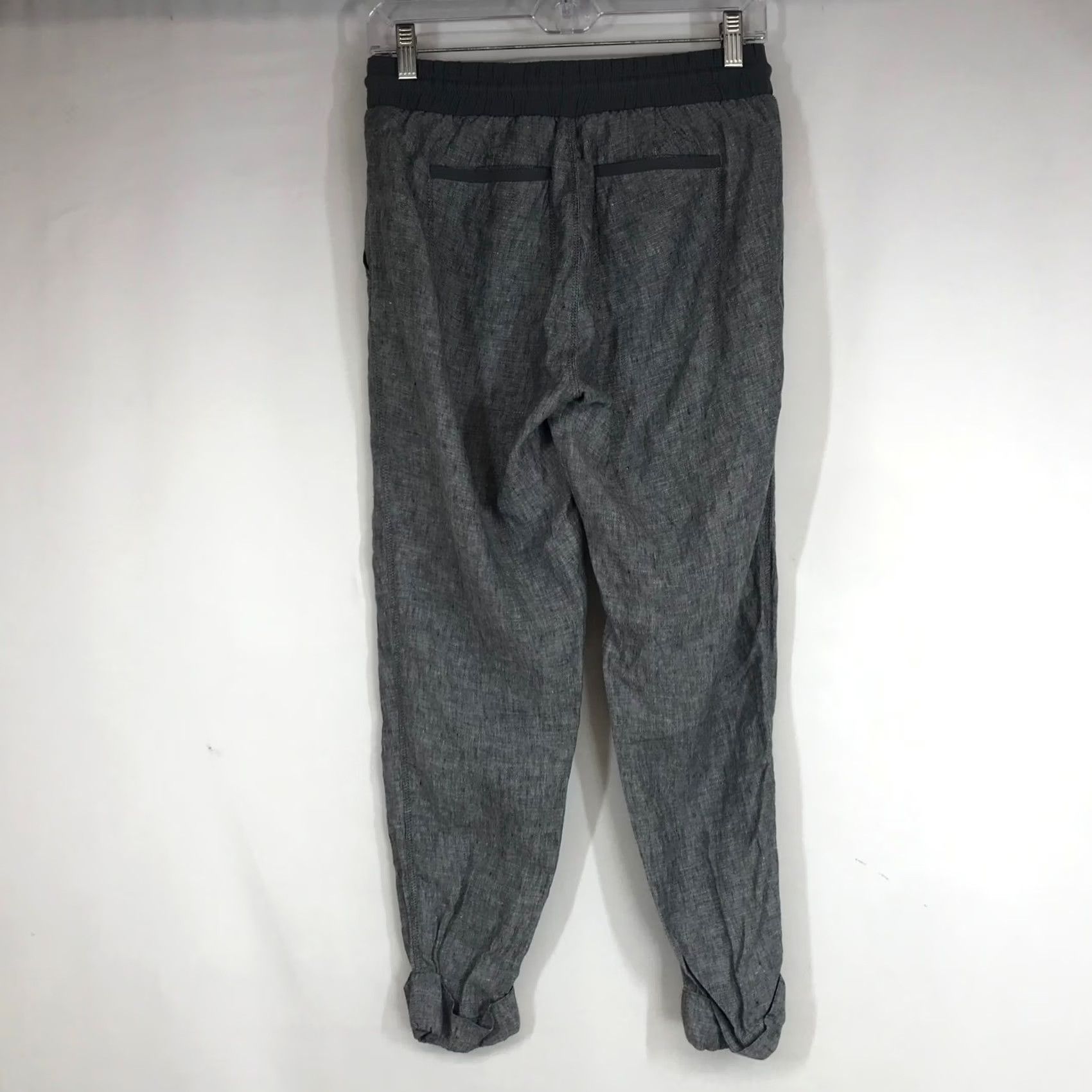 Athleta Athleta Jogger Pants Womens Sz 6 Gray Linen Blend Drawstring Waist Travel Casual Tapered Leg Pockets Size 28" / US 6 / IT 42 - 4 Thumbnail