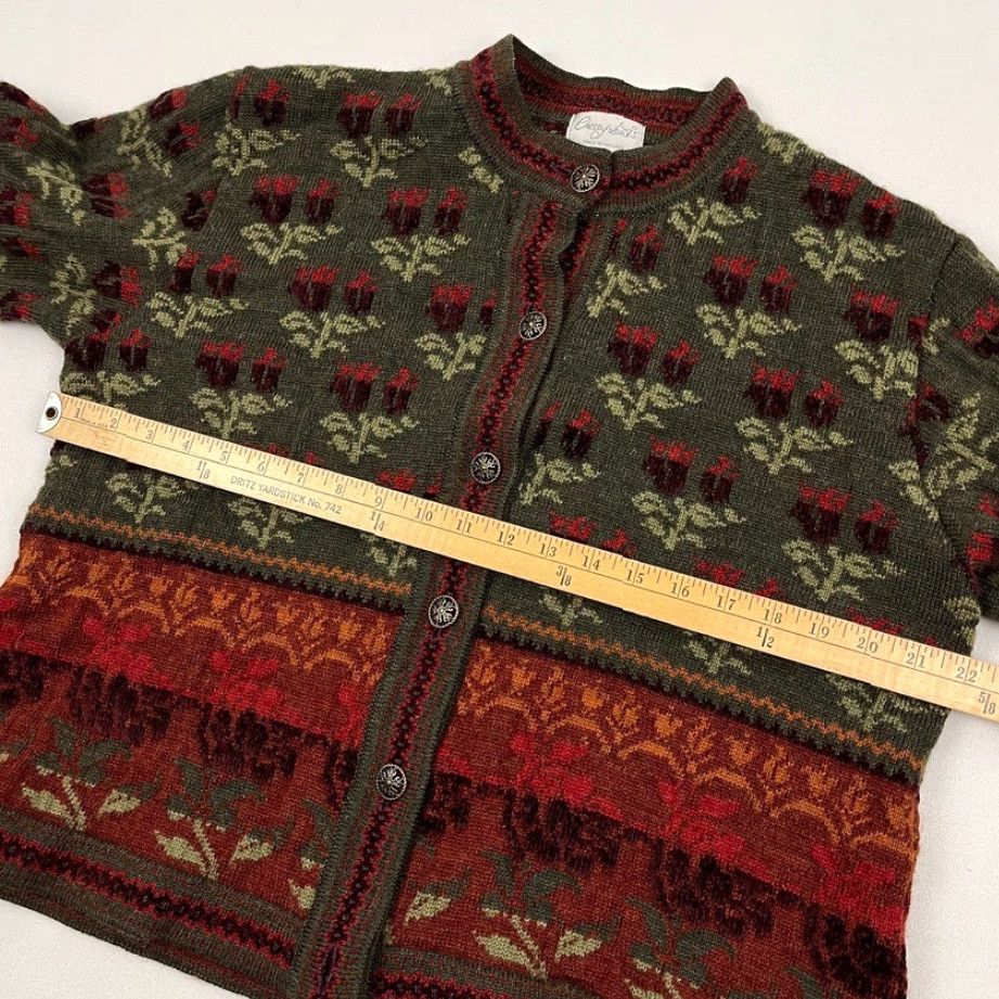 Vintage Cherry Lewis Cardigan Sweater Womens Large Wool Blend Floral Artsy Boho England Size L / US 10 / IT 46 - 4 Thumbnail