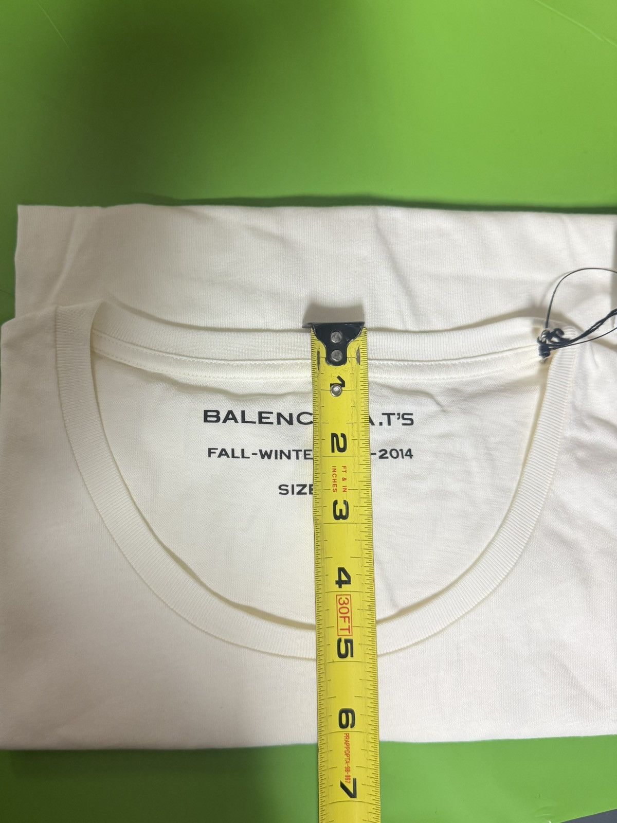 Balenciaga Balenciaga FW13 Silver Tape Logo Tee White XL Size US XL / EU 56 / 4 - 17 Thumbnail