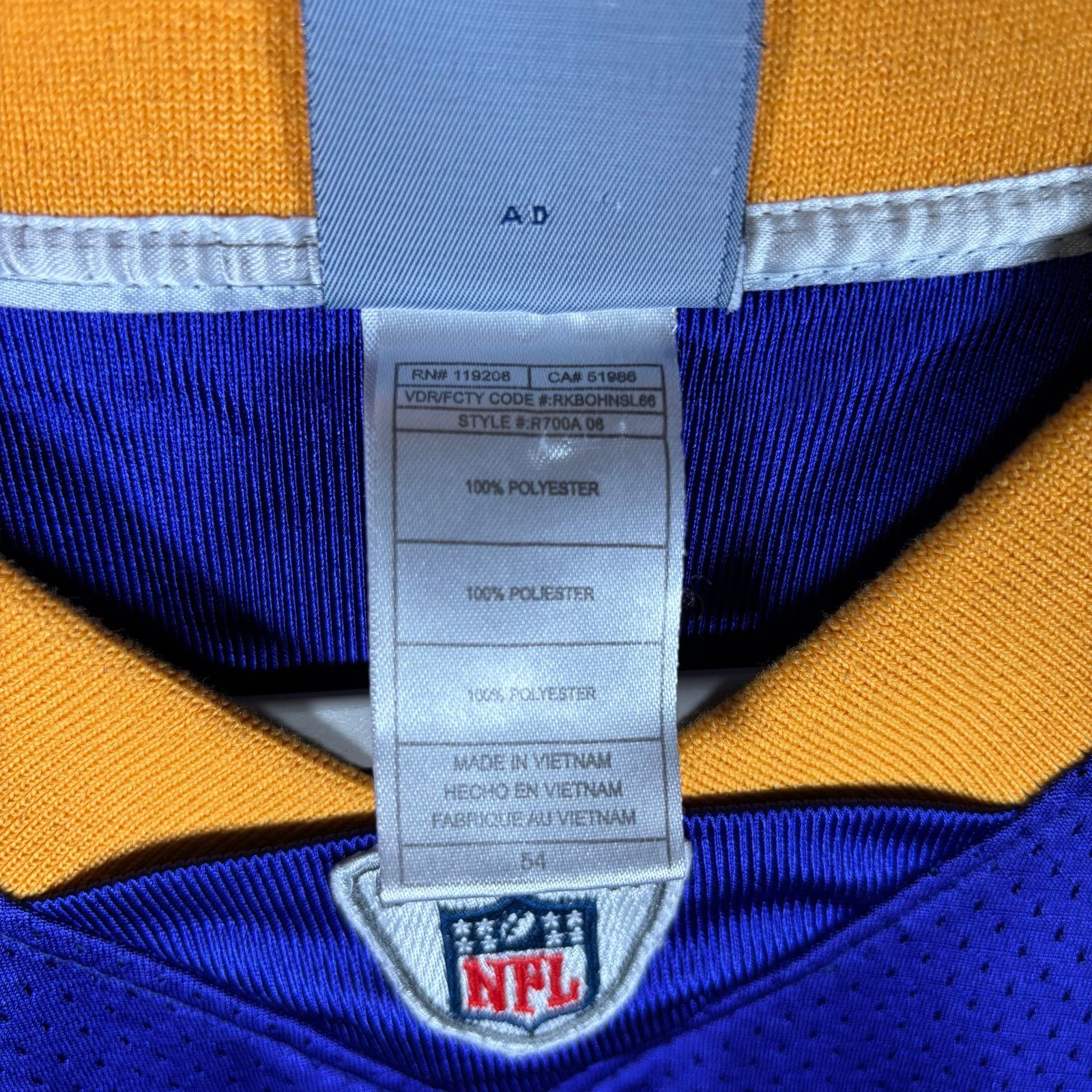Reebok Favre Minnesota Vikings Jersey Reebok On Field Size 54 Size US XXL / EU 58 / 5 - 6 Thumbnail