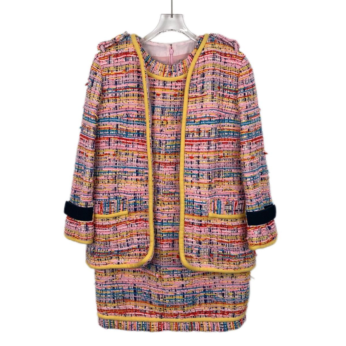 Chanel Chanel Pink Rainbow Woven Tweed Dress Set K26WX Size XXS / US 00 / IT 34 - 1 Thumbnail