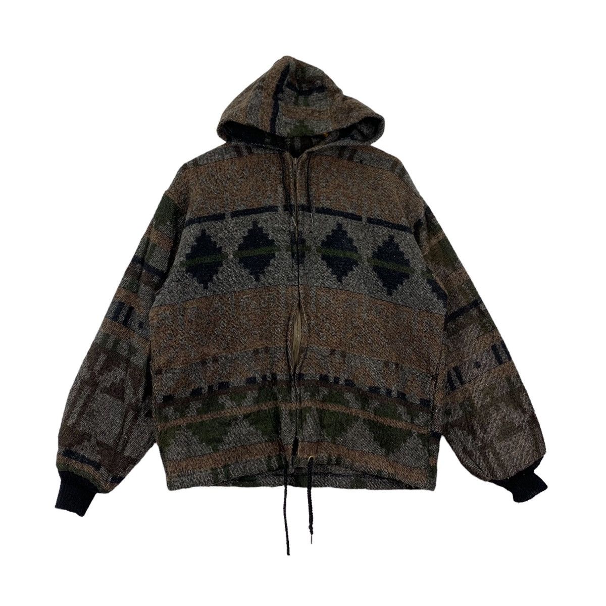 Native Vintage AZTEC NAVAJO Made In Usa Wool Hoodie Jacket Size US M / EU 48-50 / 2 - 3 Thumbnail