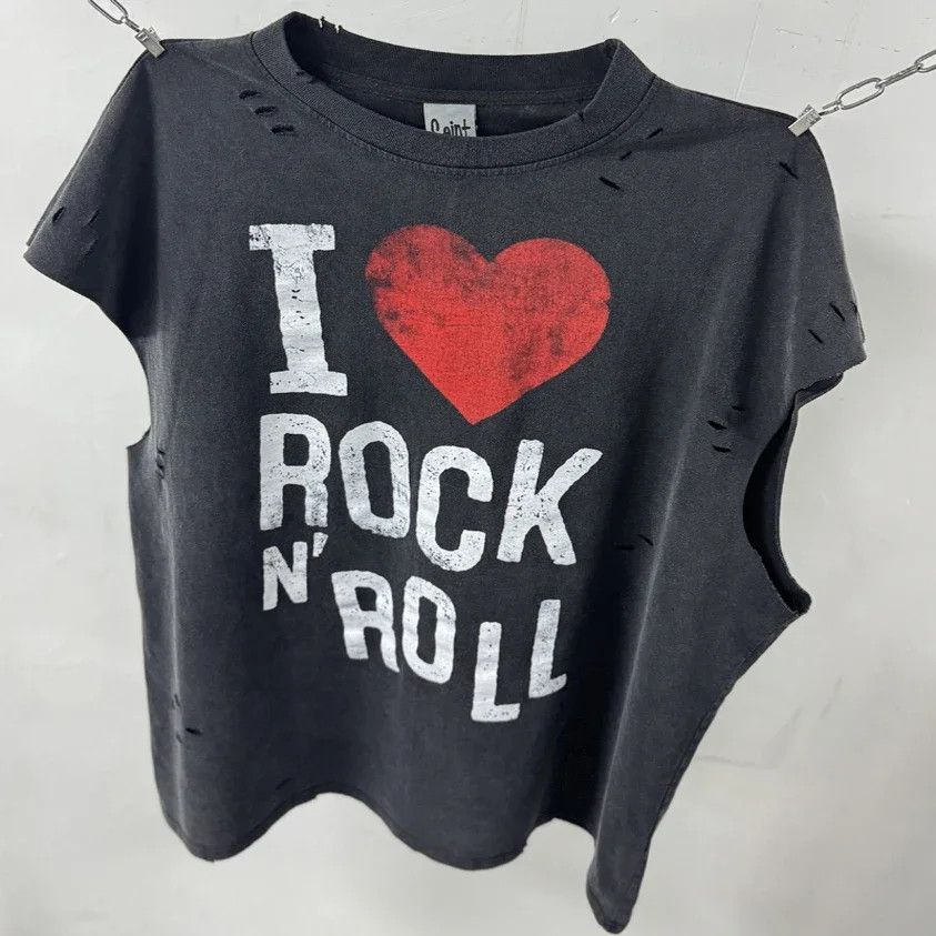 Japanese Brand "I LOVE ROCK" Washed Distressed T-shirt Size US L / EU 52-54 / 3 - 3 Thumbnail