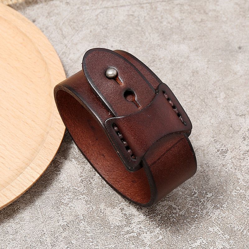 Japanese Brand Leather Wristband Size ONE SIZE - 2 Thumbnail