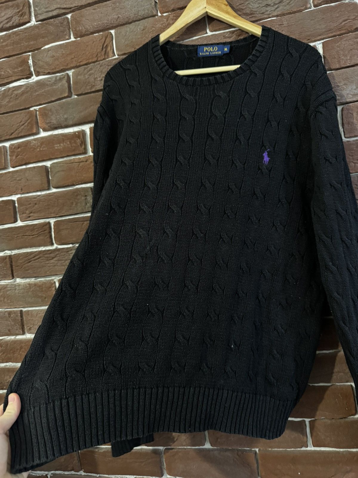 Polo Ralph Lauren Rare Polo Ralph Lauren Cable Knit Black Sweater Hype Y2K Size US XL / EU 56 / 4 - 3 Thumbnail