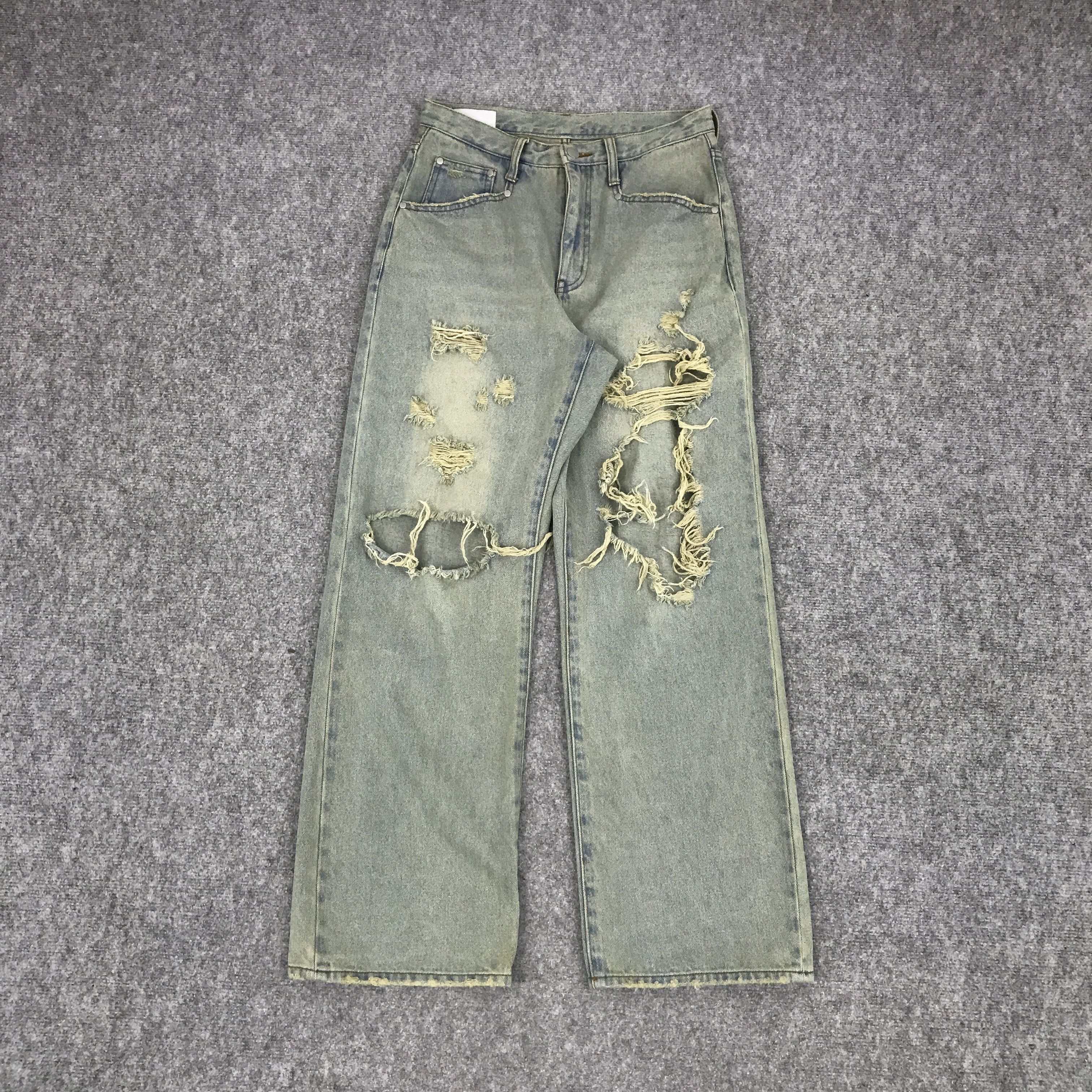 Japanese Brand BAGGY THE STANDARD RIPPED DISTRESSED DENIM PANTS Size US 29 - 1 Thumbnail