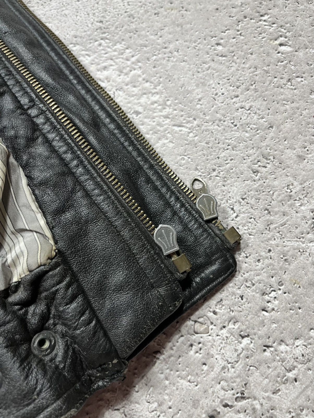 Japanese Brand × Vintage Vintage Leather Bomber Jacket DEPE Zip Black Flight Moto Size US L / EU 52-54 / 3 - 11 Thumbnail