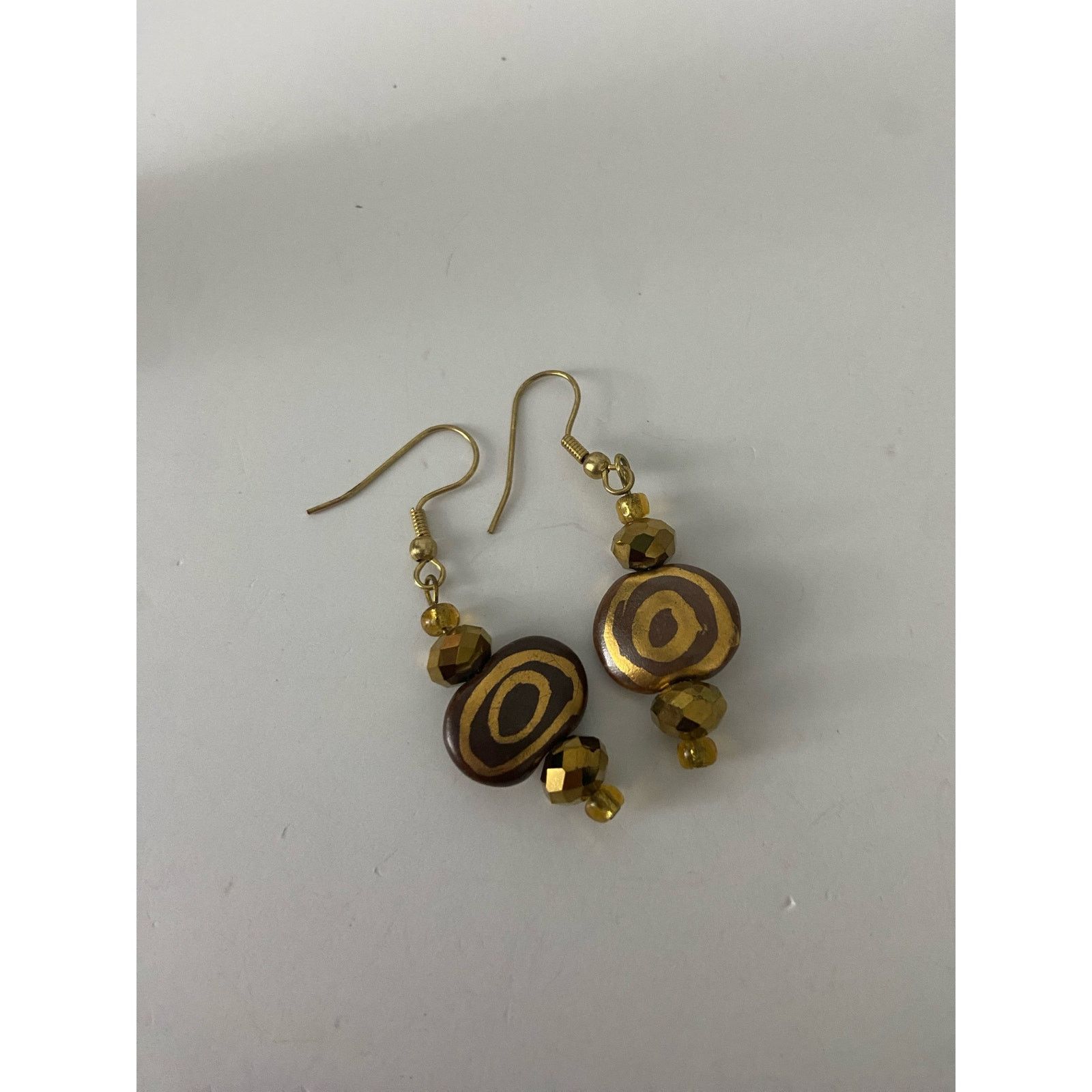 Handmade Brown and bronze swirl bead earrings Size ONE SIZE - 4 Thumbnail