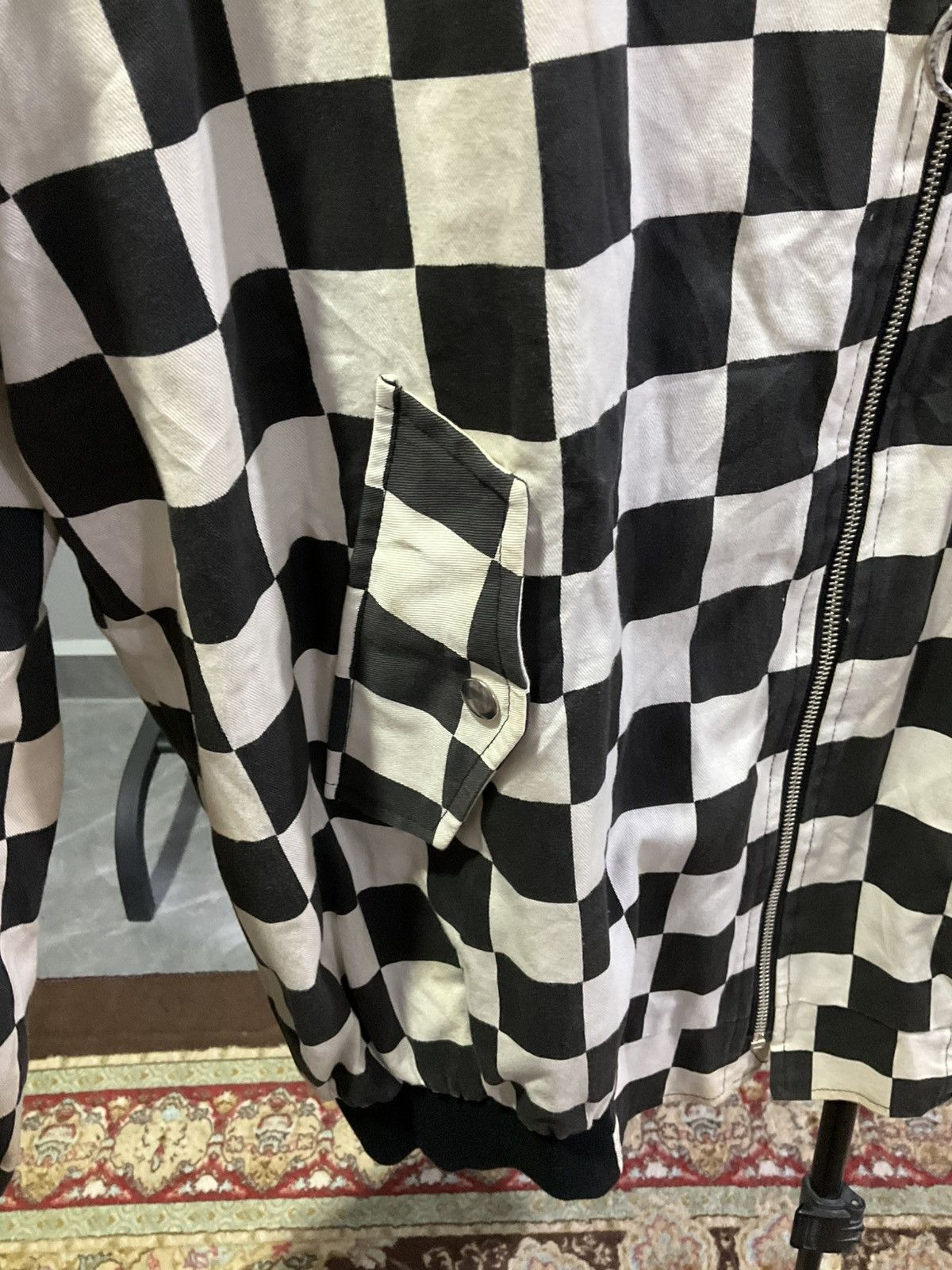 Art Comes First Black and White Checkered Mens Bomber Jacket Casper John Size US XXL / EU 58 / 5 - 5 Thumbnail