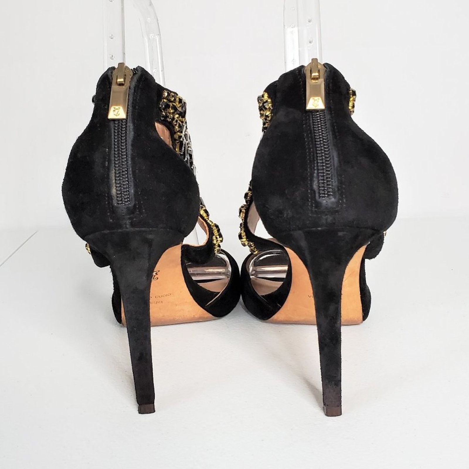 Vince Camuto VC Signature Suede Embellished Collar Zip Stiletto Heels 11M Size US 11 / IT 41 - 3 Thumbnail