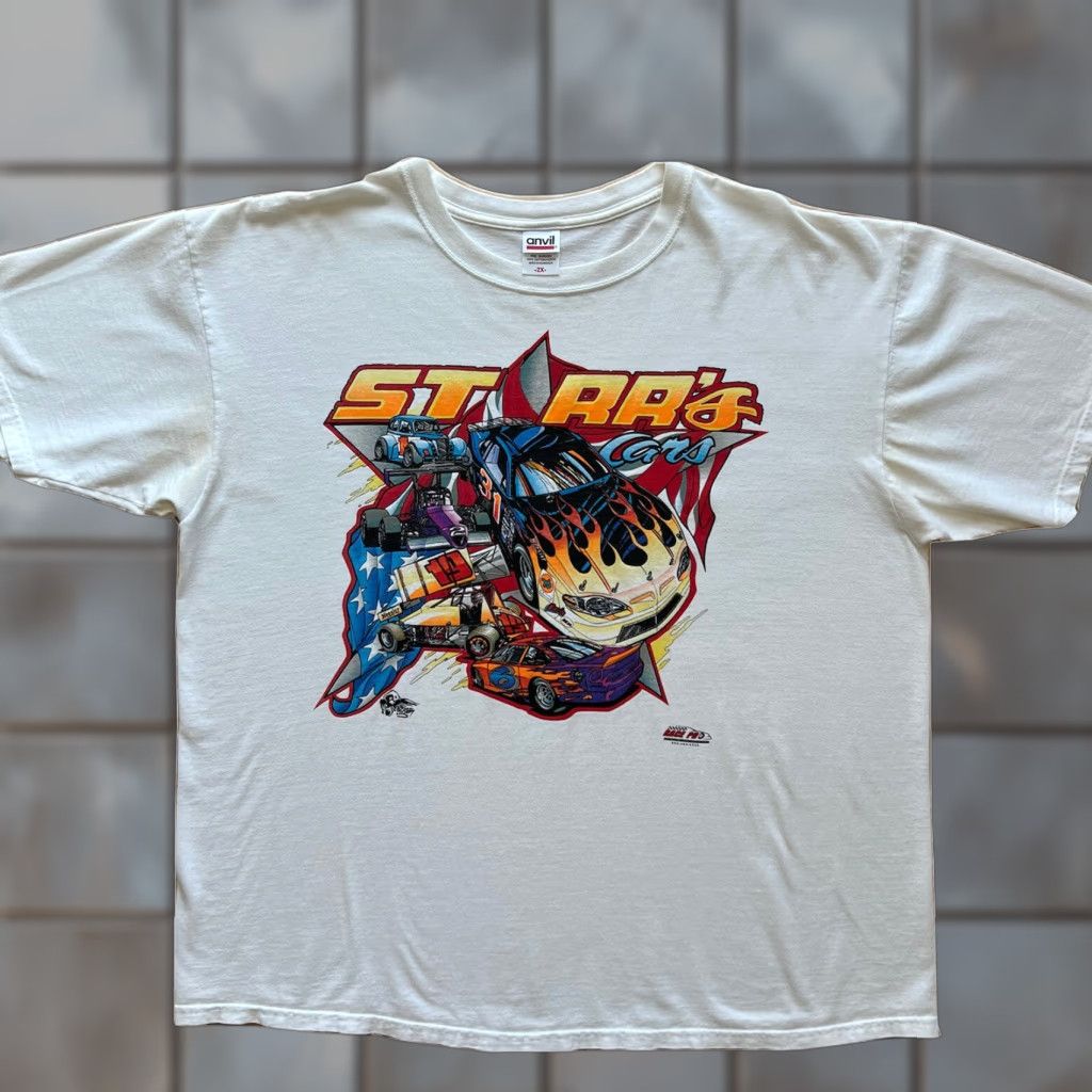 Vintage Vintage Hot Rod Shirt 2XL White Y2K Cars Drag Racing Flames Streetwear Shirts Mens Size US XXL / EU 58 / 5 - 1 Thumbnail