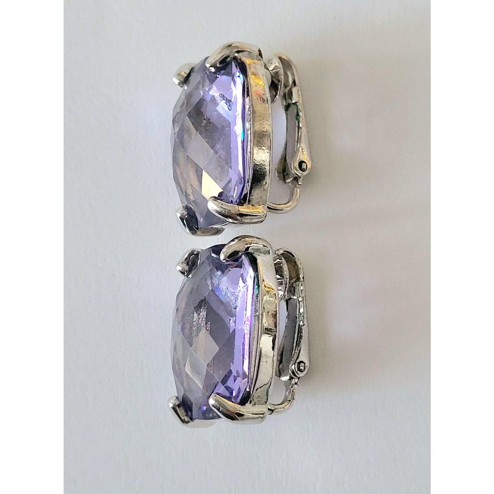Swarovski Swarovski Crystal Earrings Tanzanite Purple Silver Clip Size ONE SIZE - 5 Thumbnail