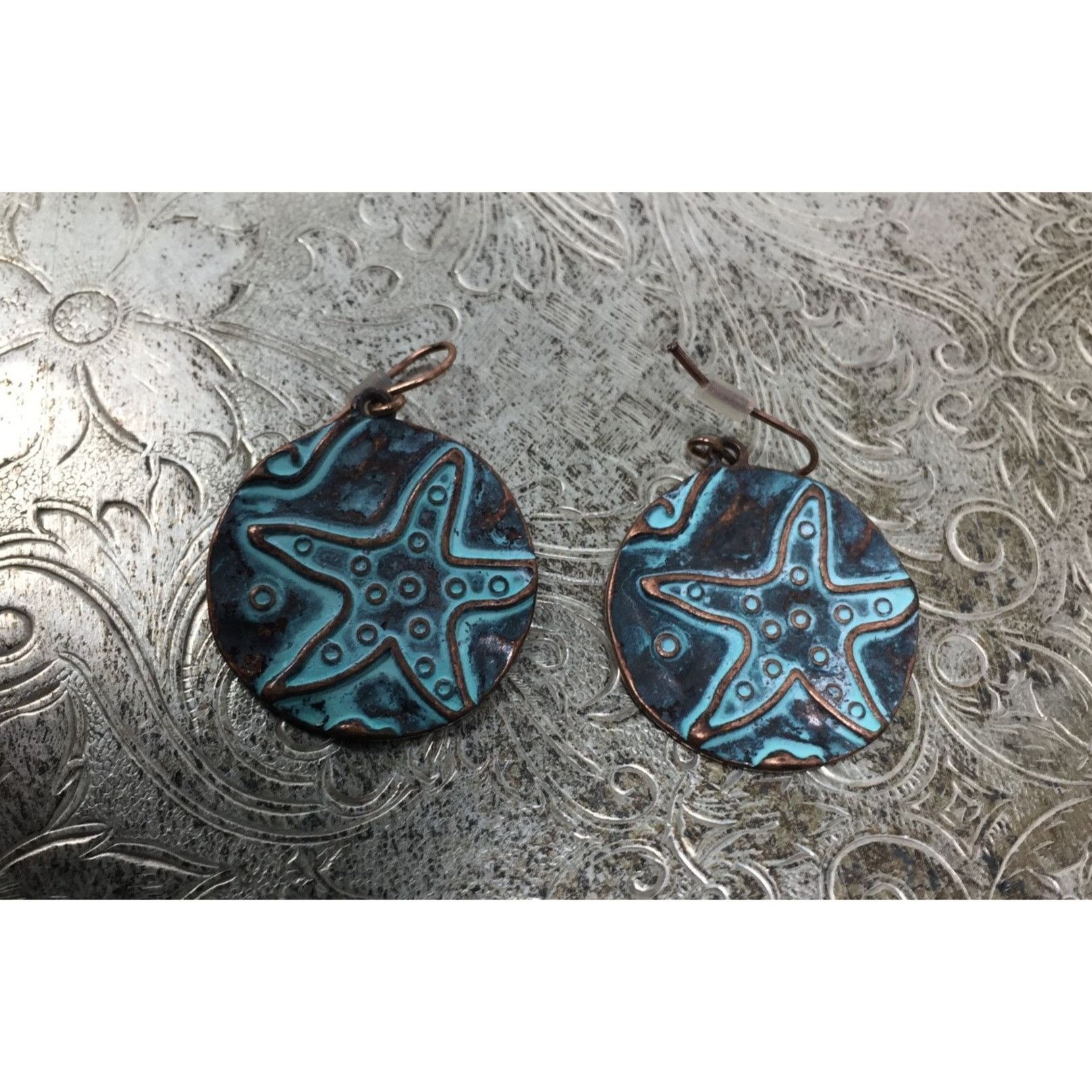 Other Women's Stamped Star Fish Blue Dangle Earrings Size ONE SIZE - 2 Thumbnail