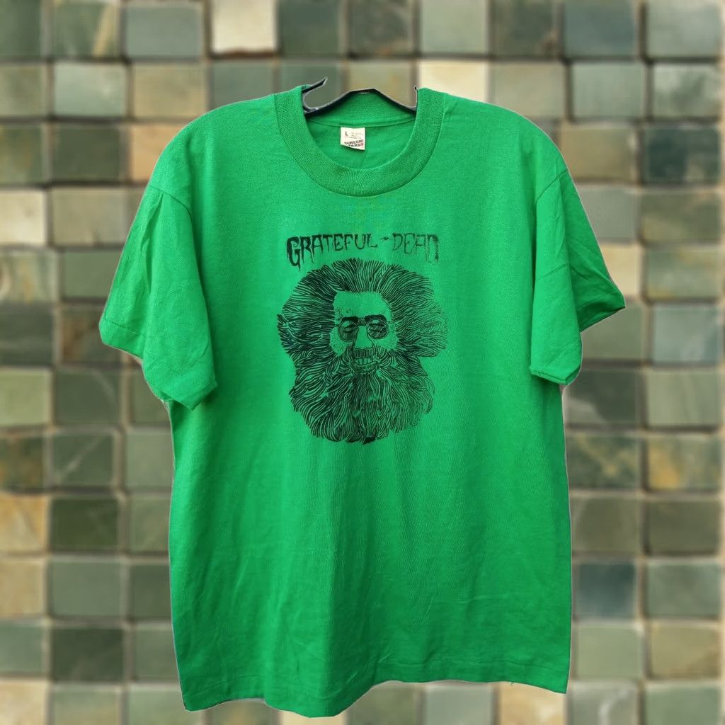 Vintage VINTAGE Grateful Dead Shirt Large Green Crew Neck Short Sleeve Jerry Garcia Logo Deadstock Concert Tour Mens Size US L / EU 52-54 / 3 - 1 Thumbnail