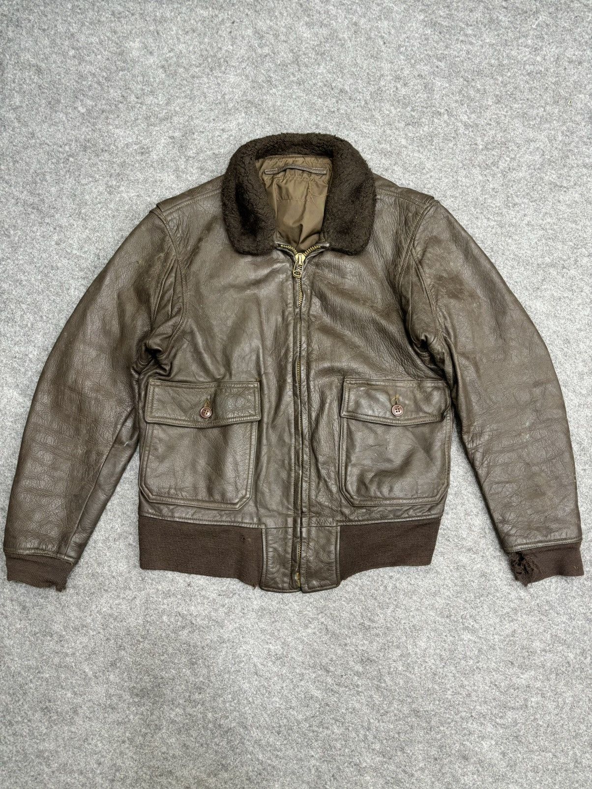 Vintage 💥Vintage 70s💥A2 Flying Jacket USN Leather Jacket Size US S / EU 44-46 / 1 - 25 Thumbnail