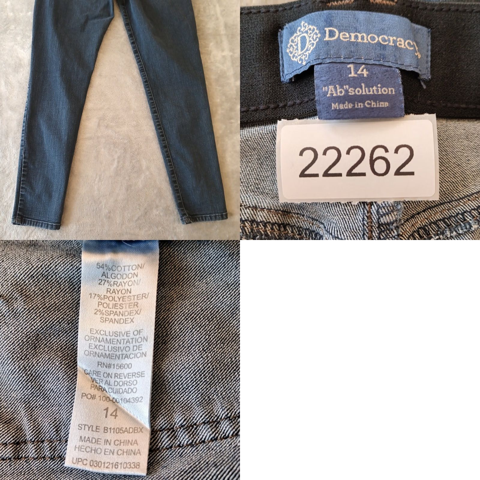 Vintage Democracy Absolution Skinny Jeans Womens Size 14 Blue Dark Wash Stretch 34x28 Jeans Women 5-Pocket Denim Size 36" / US 14 / IT 50 - 8 Thumbnail