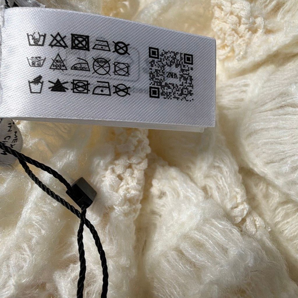 Zara NWT Zara Limited Edition Crochet Knit Scarf Ecru – 96” Long Size ONE SIZE - 7 Thumbnail