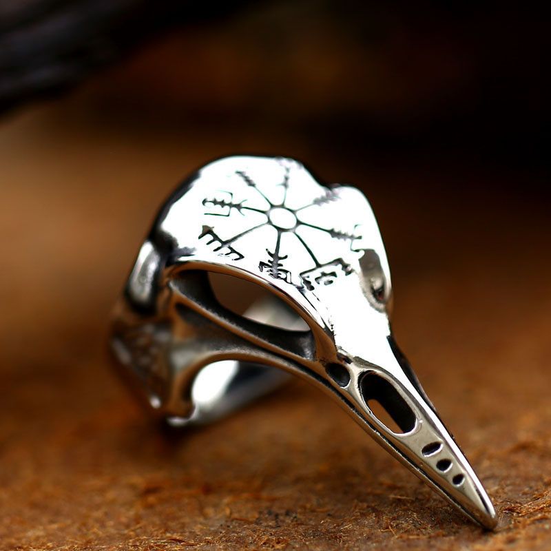 Vintage Resizable Retro Odin Crow Punk Gothic Ring Size ONE SIZE - 3 Thumbnail