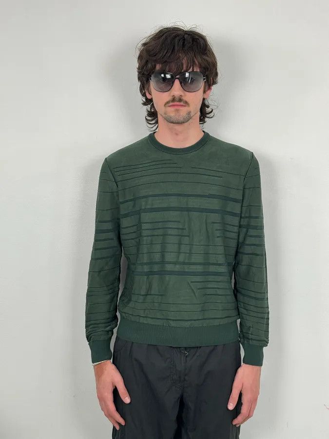 Emporio Armani AW2018 Emporio Armani Dark Green Ribbed Stripes Sweater Size US S / EU 44-46 / 1 - 2 Thumbnail