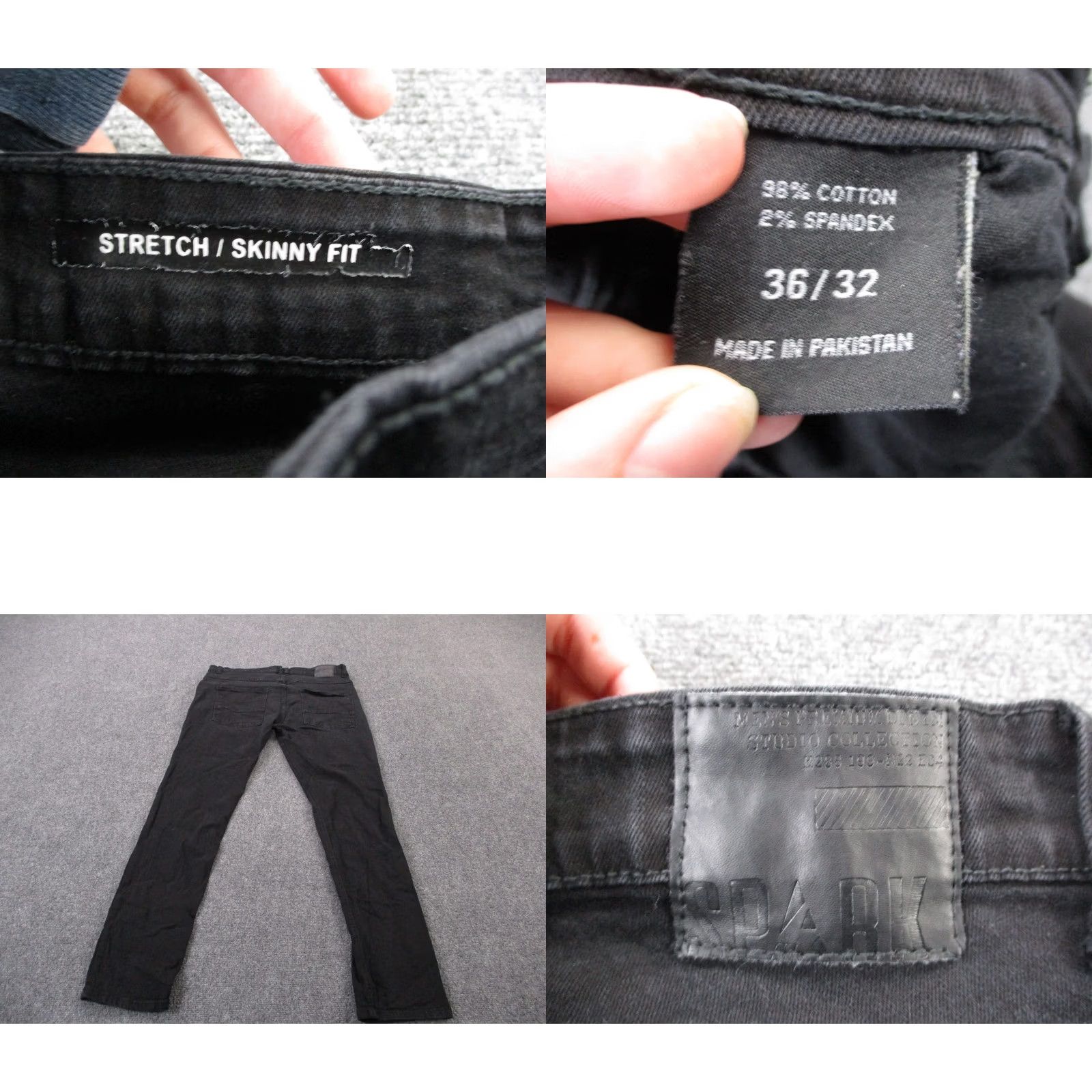 Vintage Spark Jeans Mens 36 X 32 Black Denim Skinny Fit Stretch Distressed Casual Slim Jeans Size US 36 / EU 52 - 8 Thumbnail