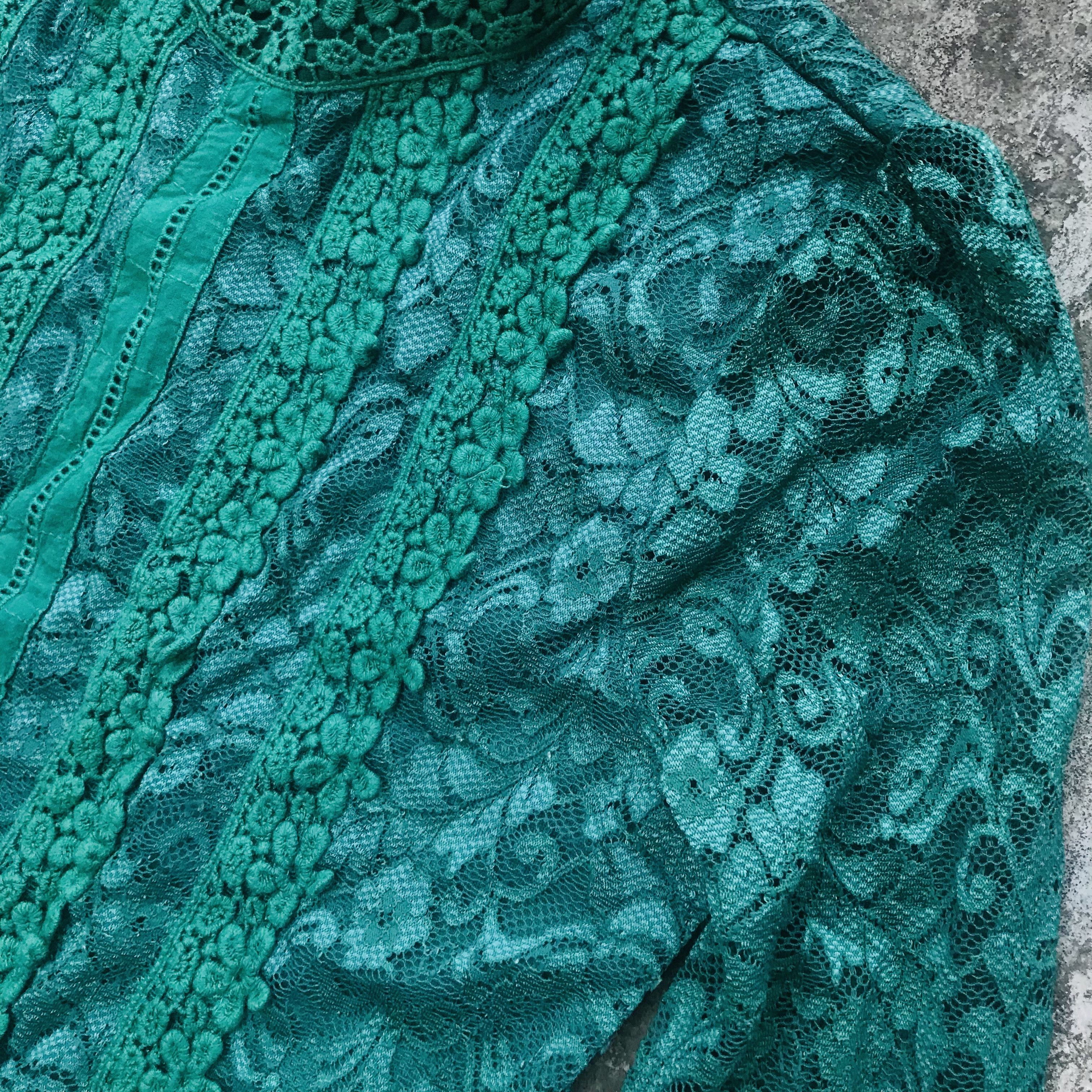 Japanese Brand × Vintage Japanese Monochrome Jade Lace Blouse Size M / US 6-8 / IT 42-44 - 5 Thumbnail