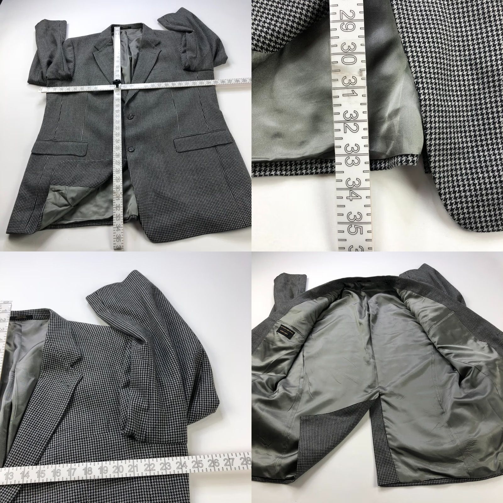 Hart Schaffner Marx Hart Schaffner Marx Jacket Mens 46 Black Long Wool Sport Coat Houndstooth And Gray Size US S / EU 44-46 / 1 - 8 Thumbnail