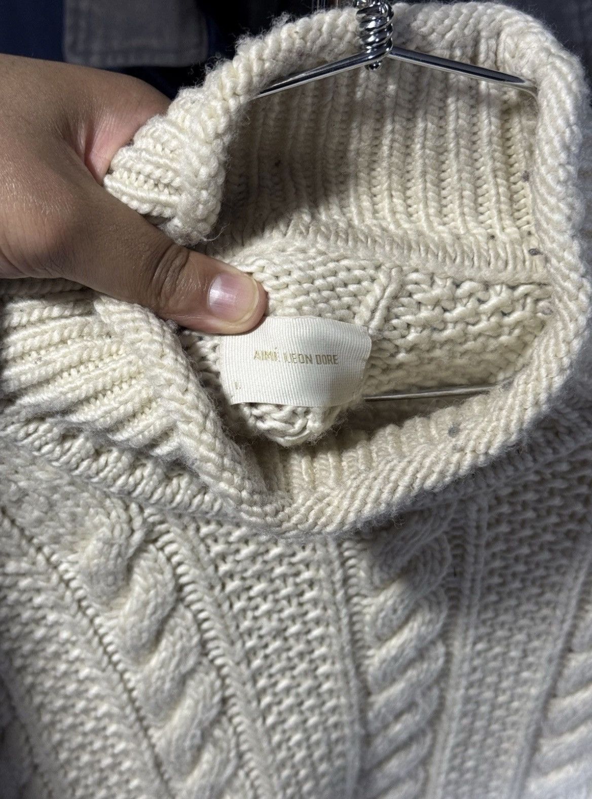 Aime Leon Dore Aime Leon Dore Cable Knit Sweater Ivory Wool Mens Size L Size US XL / EU 56 / 4 - 3 Thumbnail
