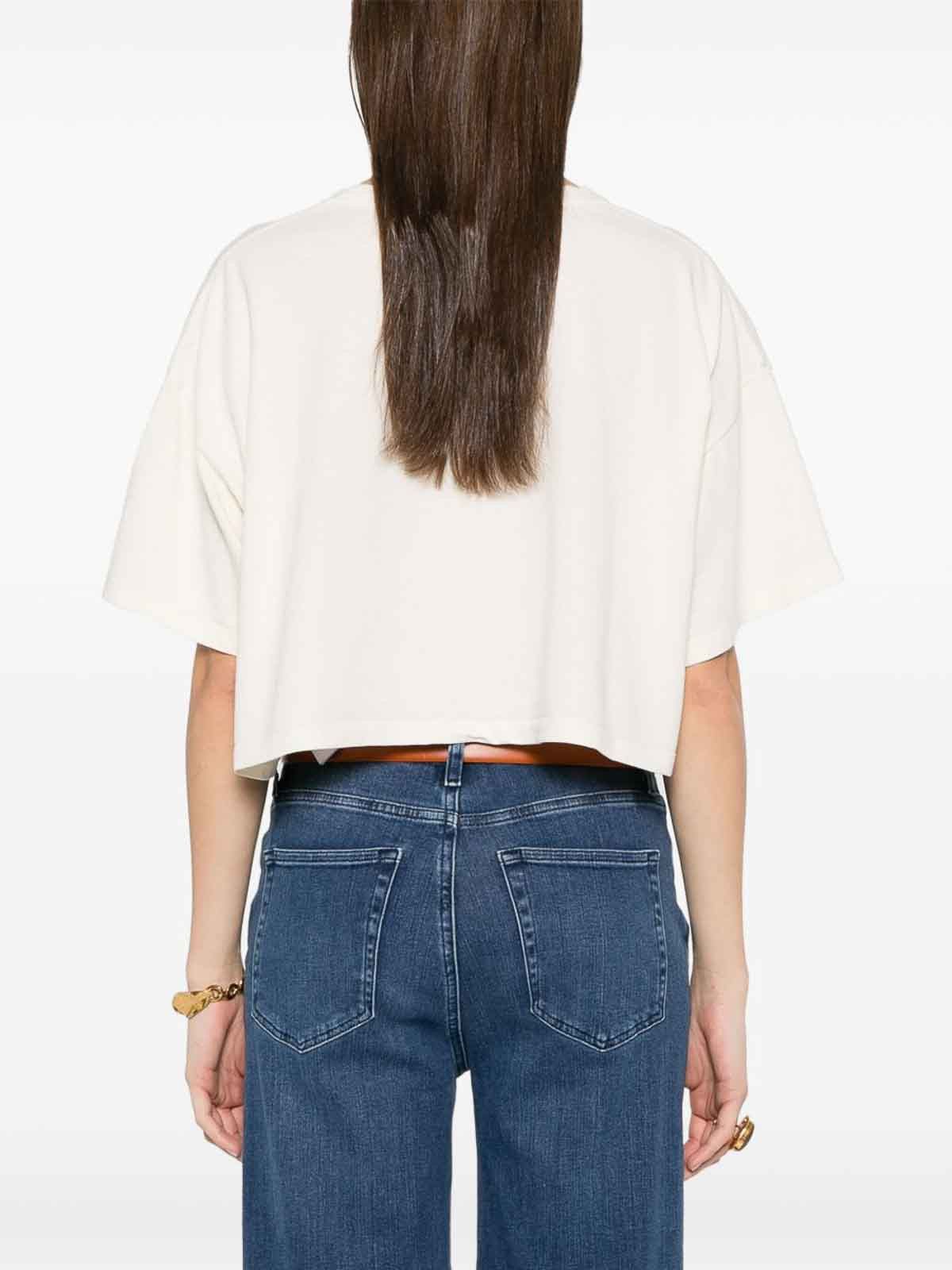 Chloe o1loc1c11125 Cropped logo T-Shirt in Coconut Milk Size S / US 4 / IT 40 - 3 Thumbnail