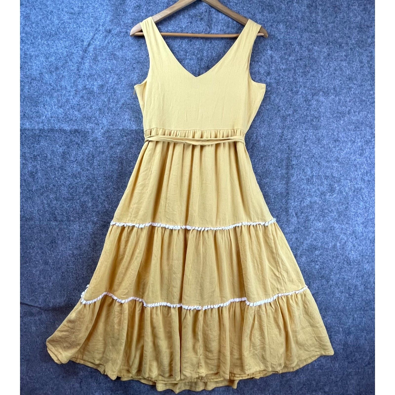 Joie Joie Dress 2 Mustard Yellow Tiered Ruffle Cottage Peasant Size XS / US 0-2 / IT 36-38 - 2 Thumbnail