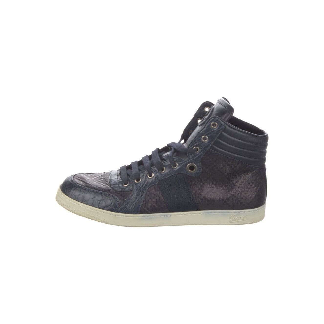Gucci GUCCI Web Sneakers Diamante Blue Leather Crocodile Trim 10 G Size US 11 / EU 44 - 2 Thumbnail