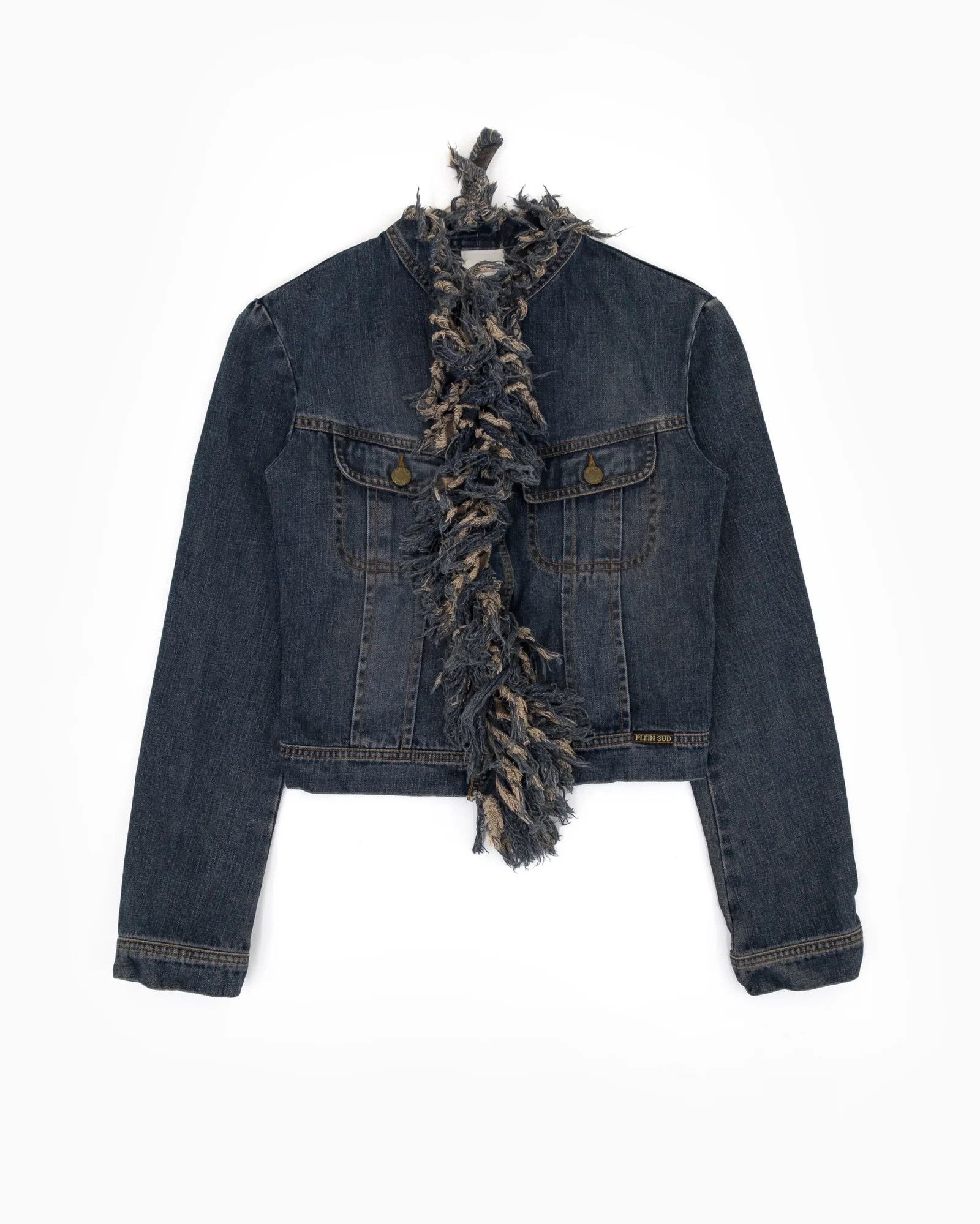 Plein Sud ジャケット Plein Sud Denim Jacket with Fringed Button Line