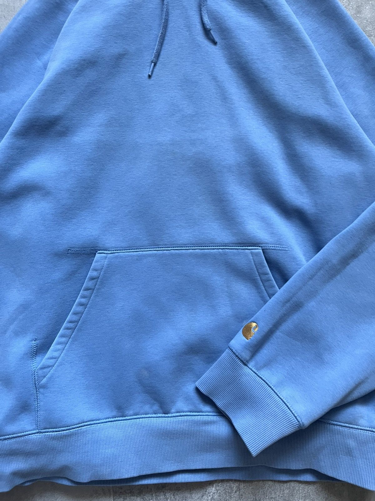 Carhartt Distressed Carhartt WIP Chase Hoodie in Baby Blue Custom M Size US M / EU 48-50 / 2 - 4 Thumbnail