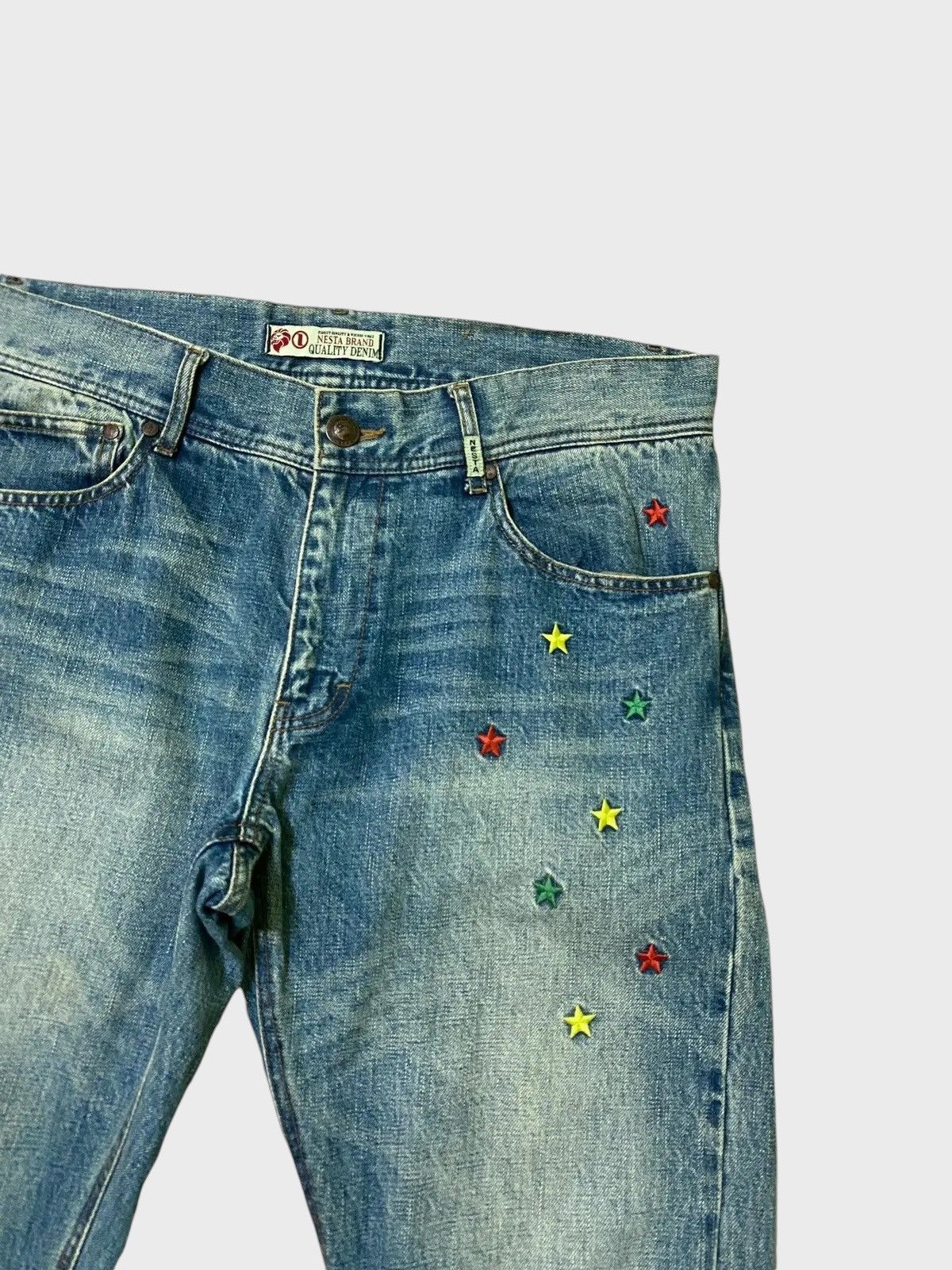 Japanese Brand NESTA BRAND Embroidered 🇲🇱 Mud Wash Selvedge Denim Size US 35 - 4 Thumbnail