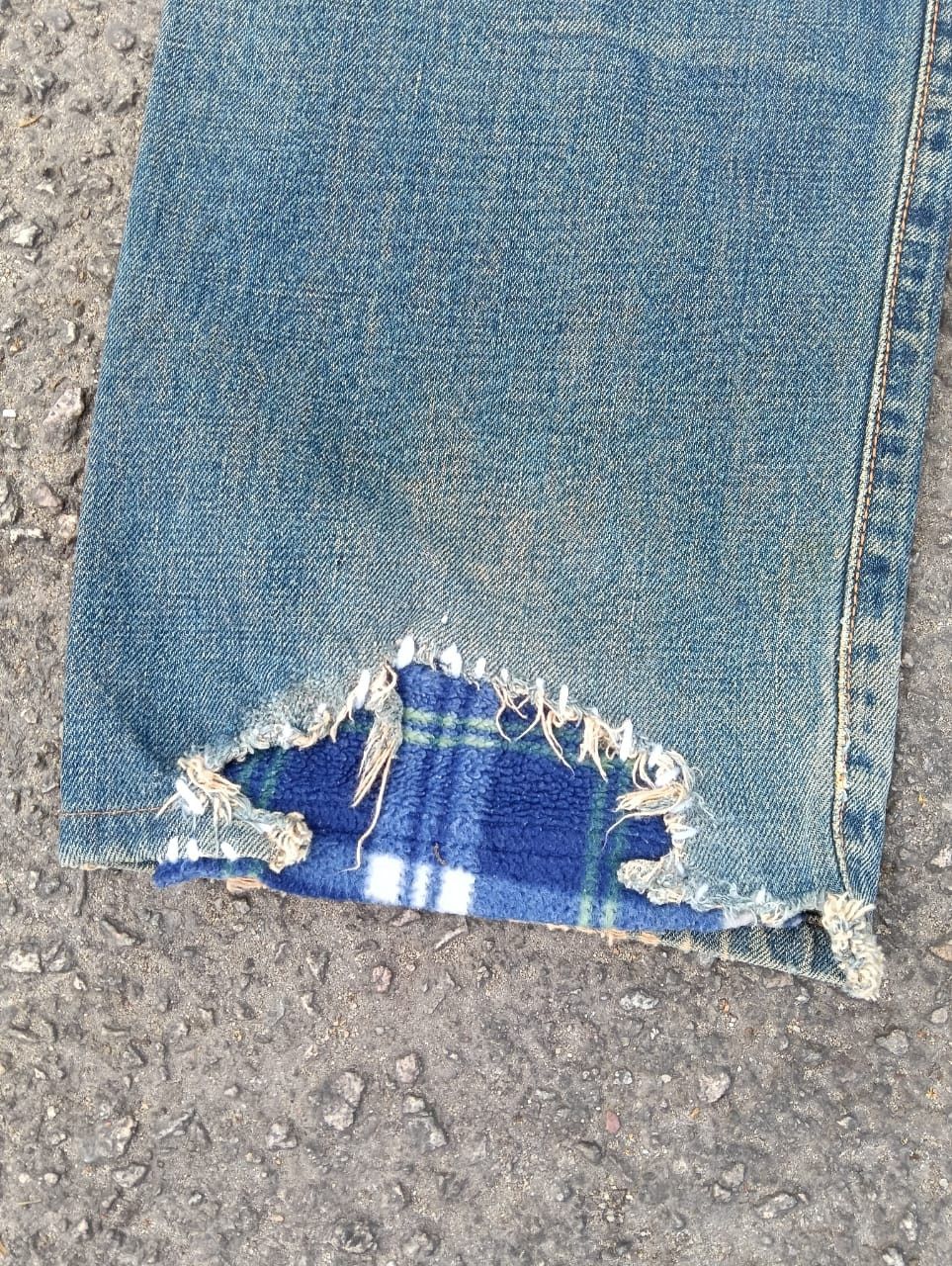 Edwin THRASHED vintage Edwin 505x selvedge patchwork denim. Size US 28 / EU 44 - 7 Thumbnail